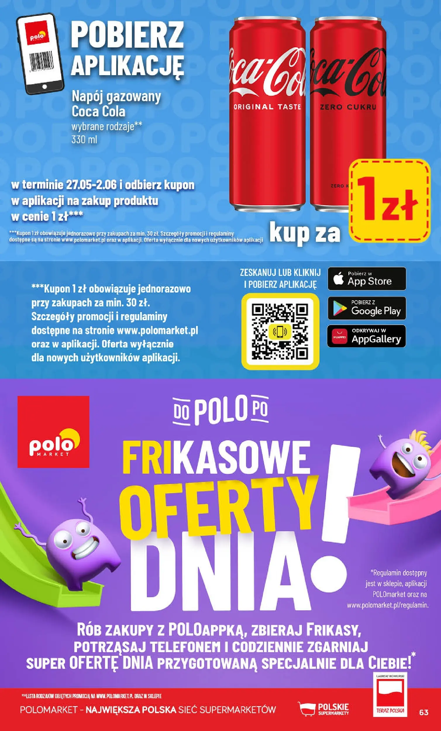 Nowa POLOmarket gazetka od jutra 27.05.2026 | Strona: 63 | Produkty: Coca cola