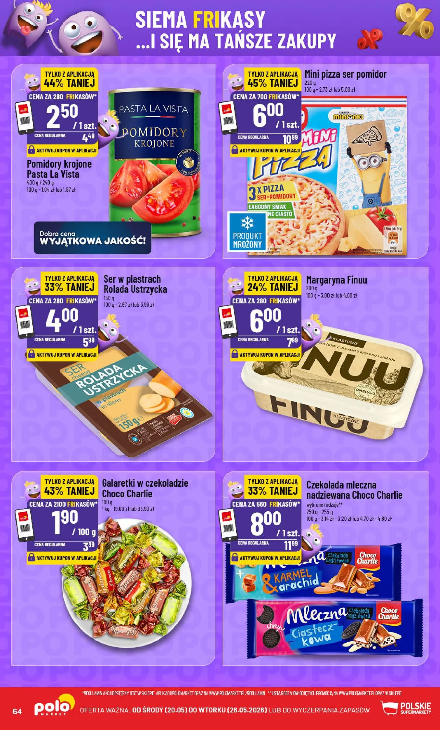 Nowa POLOmarket gazetka od jutra 27.05.2026 | Strona: 64 | Produkty: Galaretki, Czekolada mleczna, Ser, Pizza