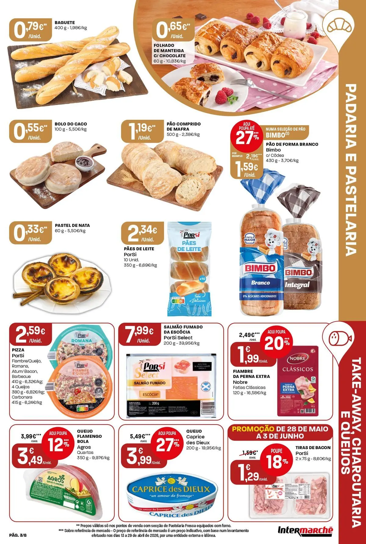 Intermarché - Intermarché » de 28/05/2026 - 03/06/2026 | Página: 3 | Produtos: Bacon, Salmão, Leite, Queijo