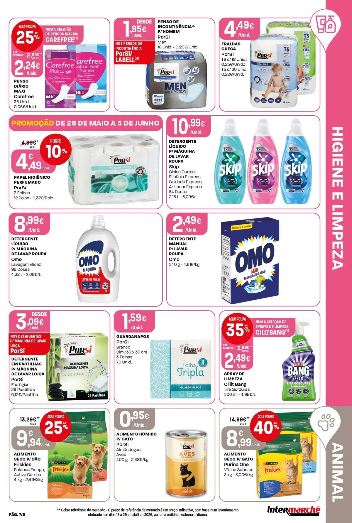 Intermarché - Intermarché » de 28/05/2026 - 03/06/2026 | Página: 7 | Produtos: Papel higiénico, Guardanapos, Base, Detergente