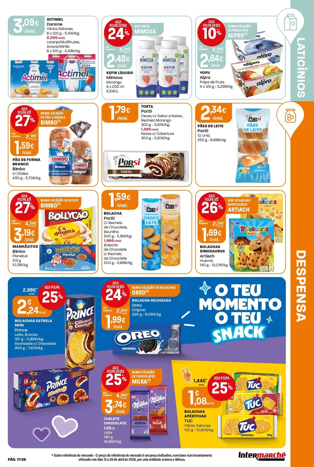 Intermarché - Isto é que são preços BAIXOS » de 28/05/2026 - 03/06/2026 | Página: 17 | Produtos: Bacon, Bolachas, Torta, Natas