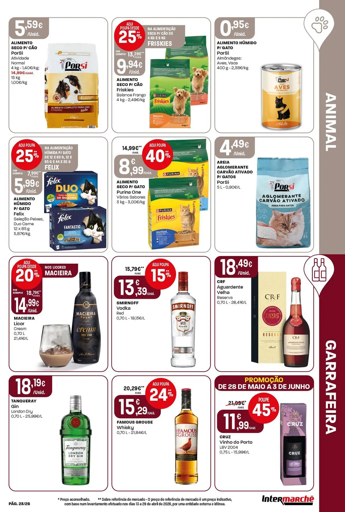 Intermarché - Isto é que são preços BAIXOS » de 28/05/2026 - 03/06/2026 | Página: 23 | Produtos: Whisky, Gelatina, Gin, Vodka