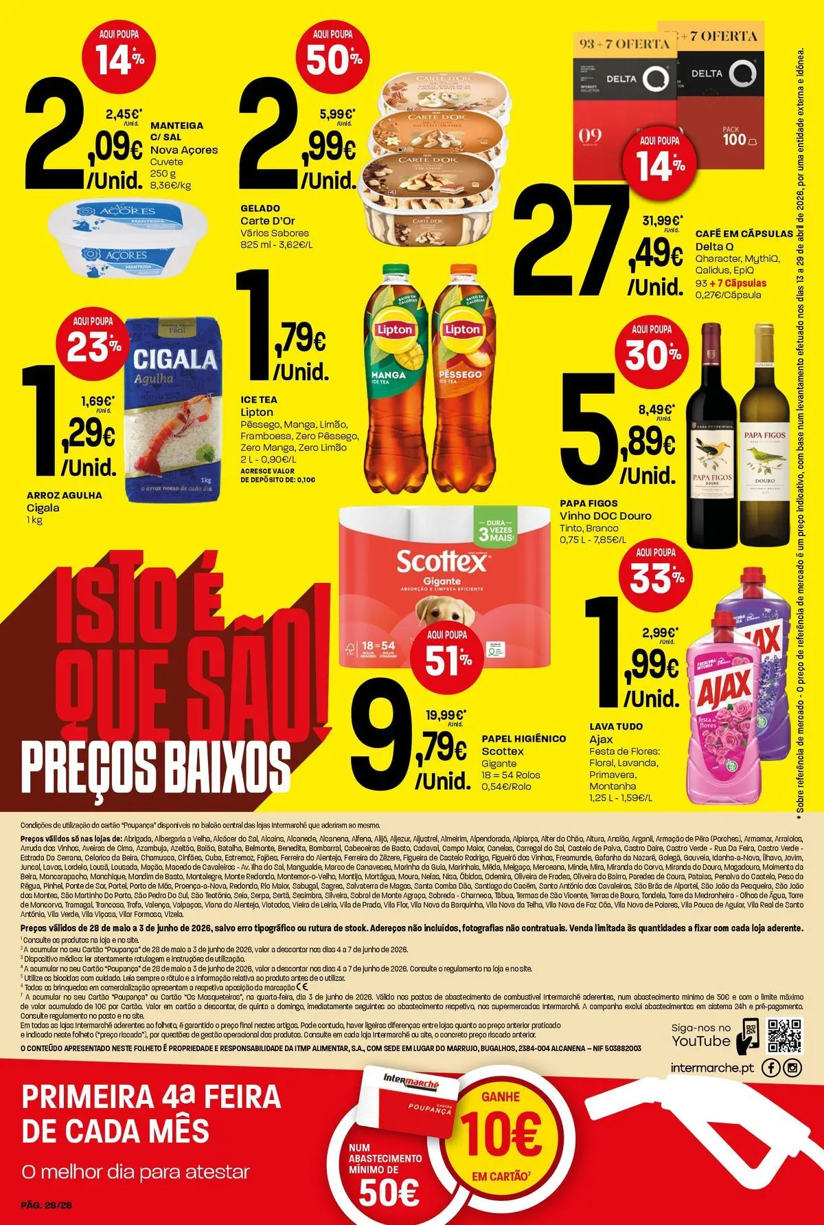 Intermarché - Isto é que são preços BAIXOS » de 28/05/2026 - 03/06/2026 | Página: 28 | Produtos: Sal, Gelado, Manteiga, Vinho