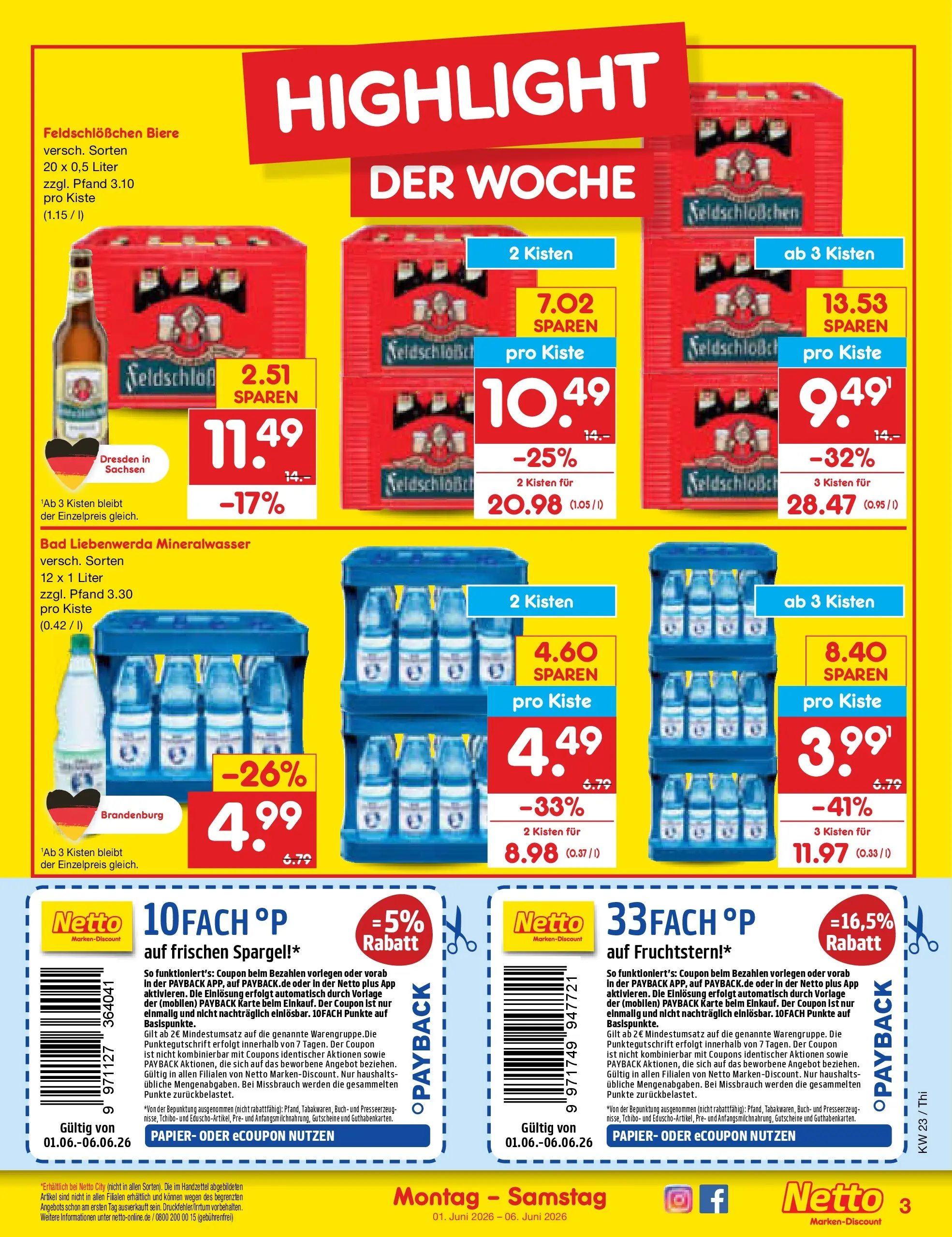 Netto Marken-Discount Prospekt Pirna (ab 01.06.2026) » Angebote | Seite: 3 | Produkte: Bad, Spargel, Mineralwasser