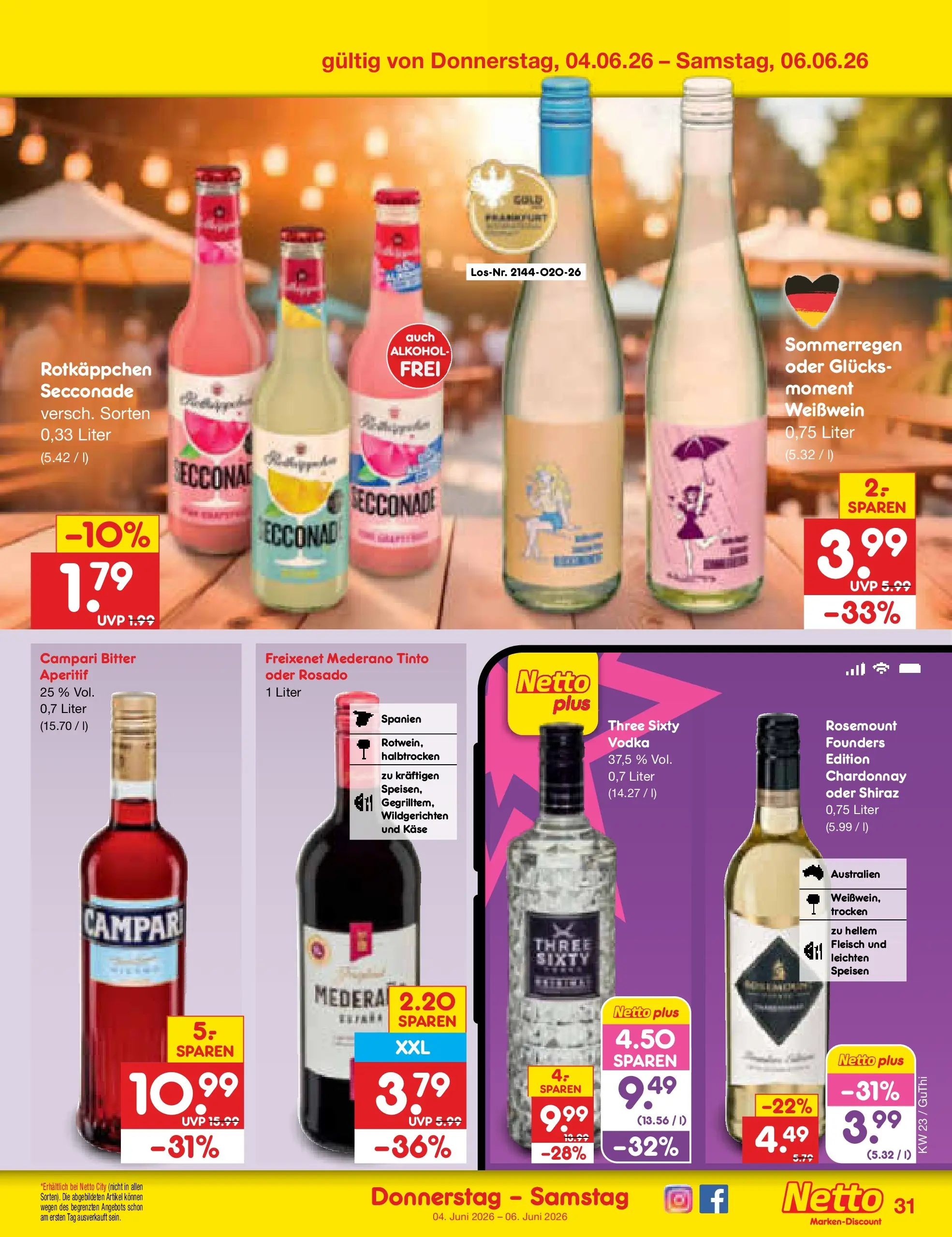 Netto Marken-Discount Prospekt Augustusburg (ab 01.06.2026) » Angebote | Seite: 45 | Produkte: Käse, Weißwein, Rotkäppchen, Vodka
