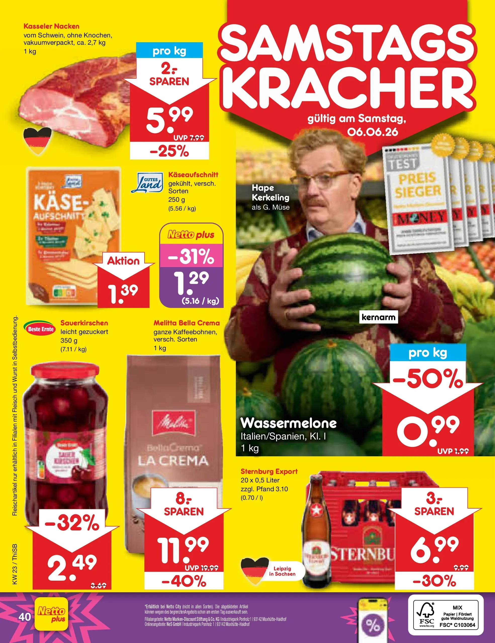 Netto Marken-Discount Prospekt Pirna (ab 01.06.2026) » Angebote | Seite: 56 | Produkte: Käse, Kasseler nacken, Wurst, Fleisch