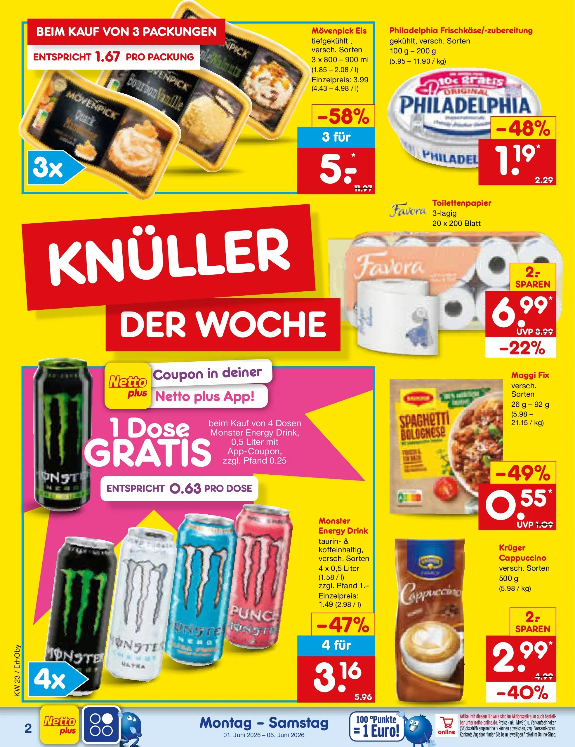 Netto Marken-Discount Prospekt Mauern (ab 01.06.2026) » Angebote | Seite: 2 | Produkte: Maggi, Philadelphia, Movenpick eis, Toilettenpapier Netto Marken-Discount Prospekt Mauern (ab 01.06.2026) » Angebote | Seite: 2 | Produkte: Maggi, Philadelphia, Movenpick eis, Toilettenpapier