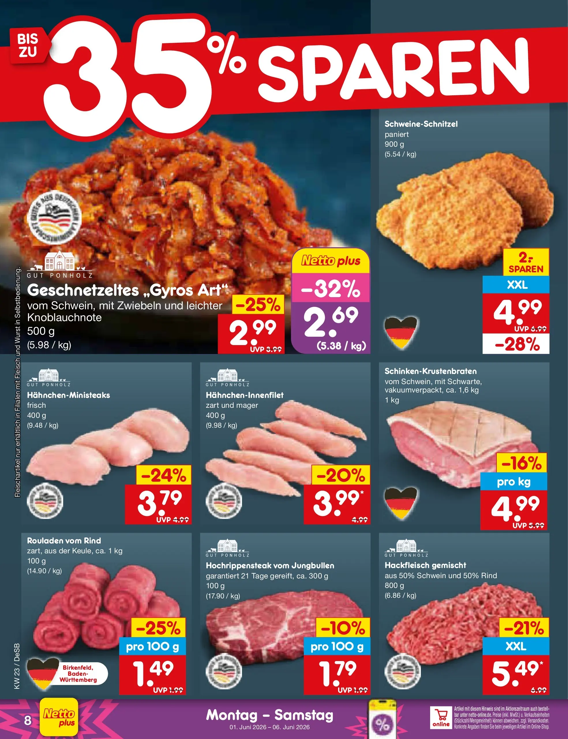 Netto Marken-Discount Prospekt Waiblingen-Bittenfeld (ab 01.06.2026) » Angebote | Seite: 8 | Produkte: Zwiebeln, Wurst, Fleisch, Hackfleisch