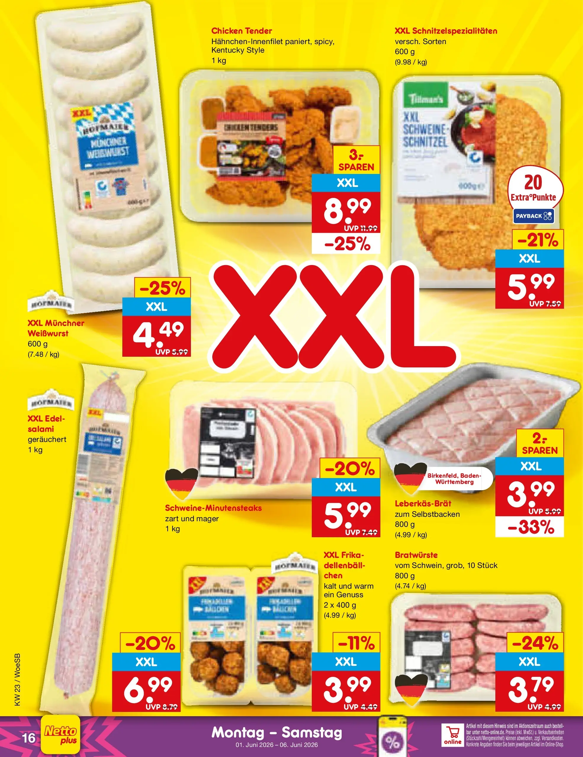 Netto Marken-Discount Prospekt Gemmingen (ab 01.06.2026) » Angebote | Seite: 18 | Produkte: Weißwurst, Schnitzel, Salami Netto Marken-Discount Prospekt Gemmingen (ab 01.06.2026) » Angebote | Seite: 18 | Produkte: Weißwurst, Schnitzel, Salami