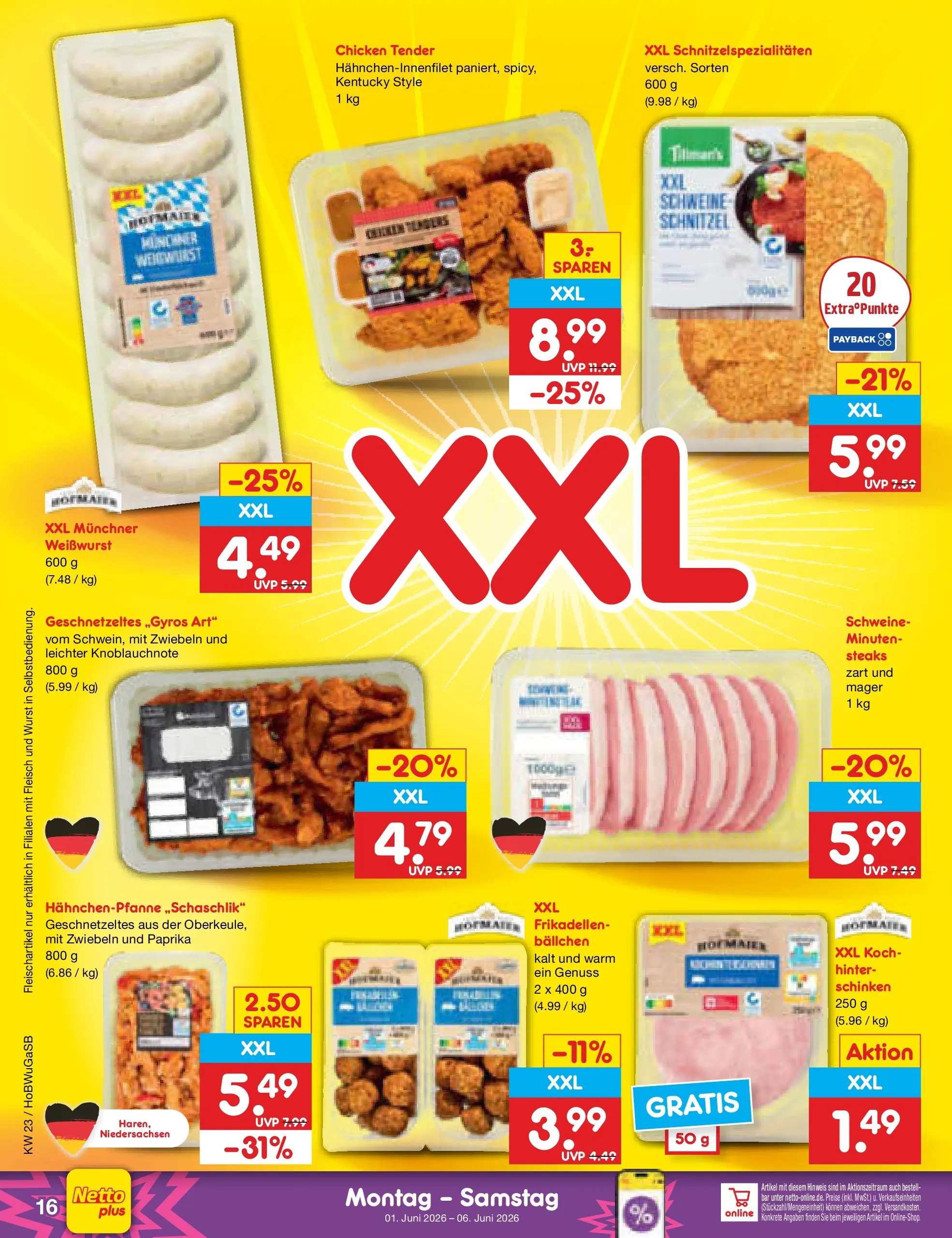 Netto Marken-Discount Prospekt Stemwede-Dielingen (ab 01.06.2026) » Angebote | Seite: 18 | Produkte: Weißwurst, Zwiebeln, Paprika, Schinken Netto Marken-Discount Prospekt Stemwede-Dielingen (ab 01.06.2026) » Angebote | Seite: 18 | Produkte: Weißwurst, Zwiebeln, Paprika, Schinken