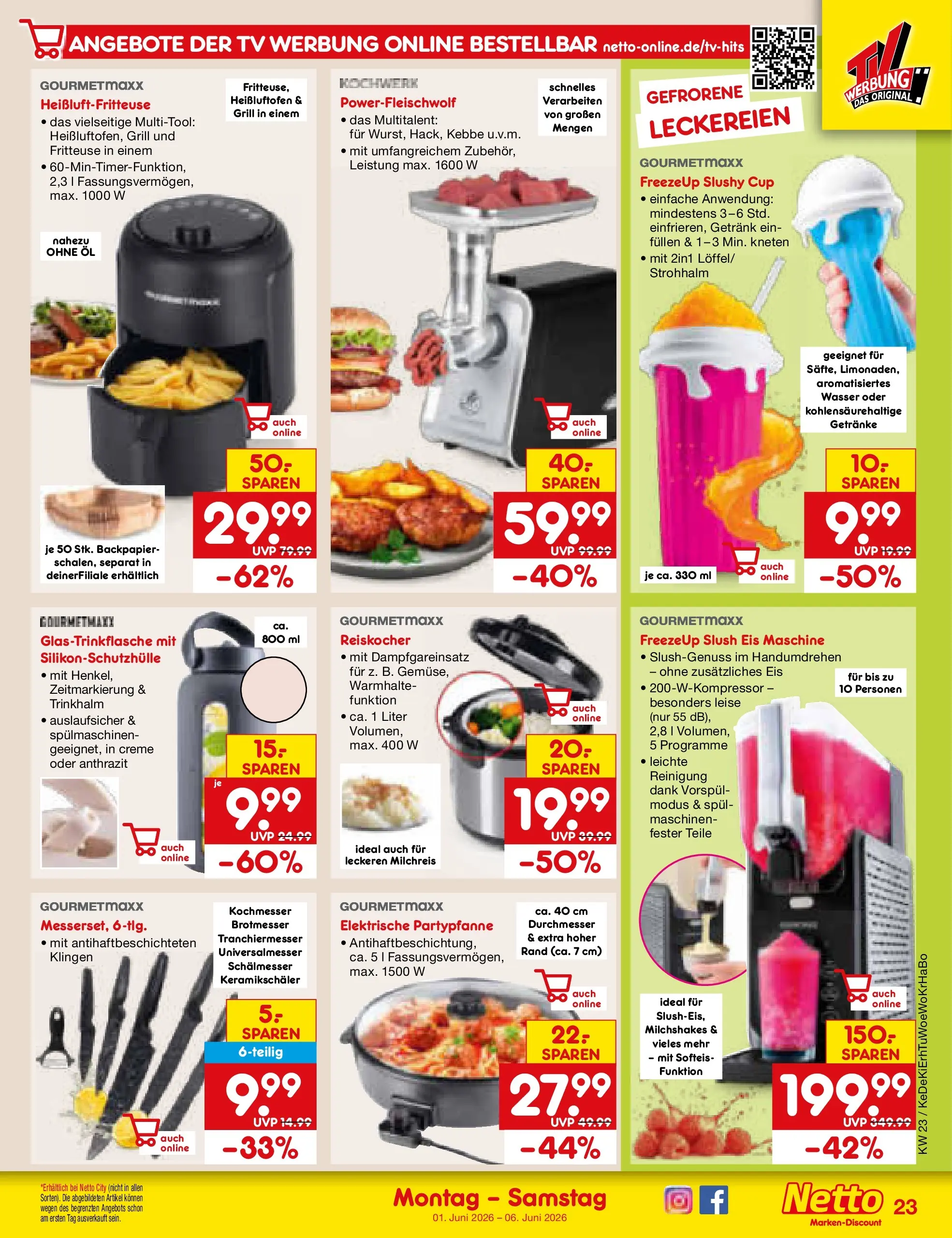 Netto Marken-Discount Prospekt Mannheim (ab 01.06.2026) » Angebote | Seite: 41 | Produkte: Grill, Wasser, Heißluftfritteuse, TV Netto Marken-Discount Prospekt Mannheim (ab 01.06.2026) » Angebote | Seite: 41 | Produkte: Grill, Wasser, Heißluftfritteuse, TV