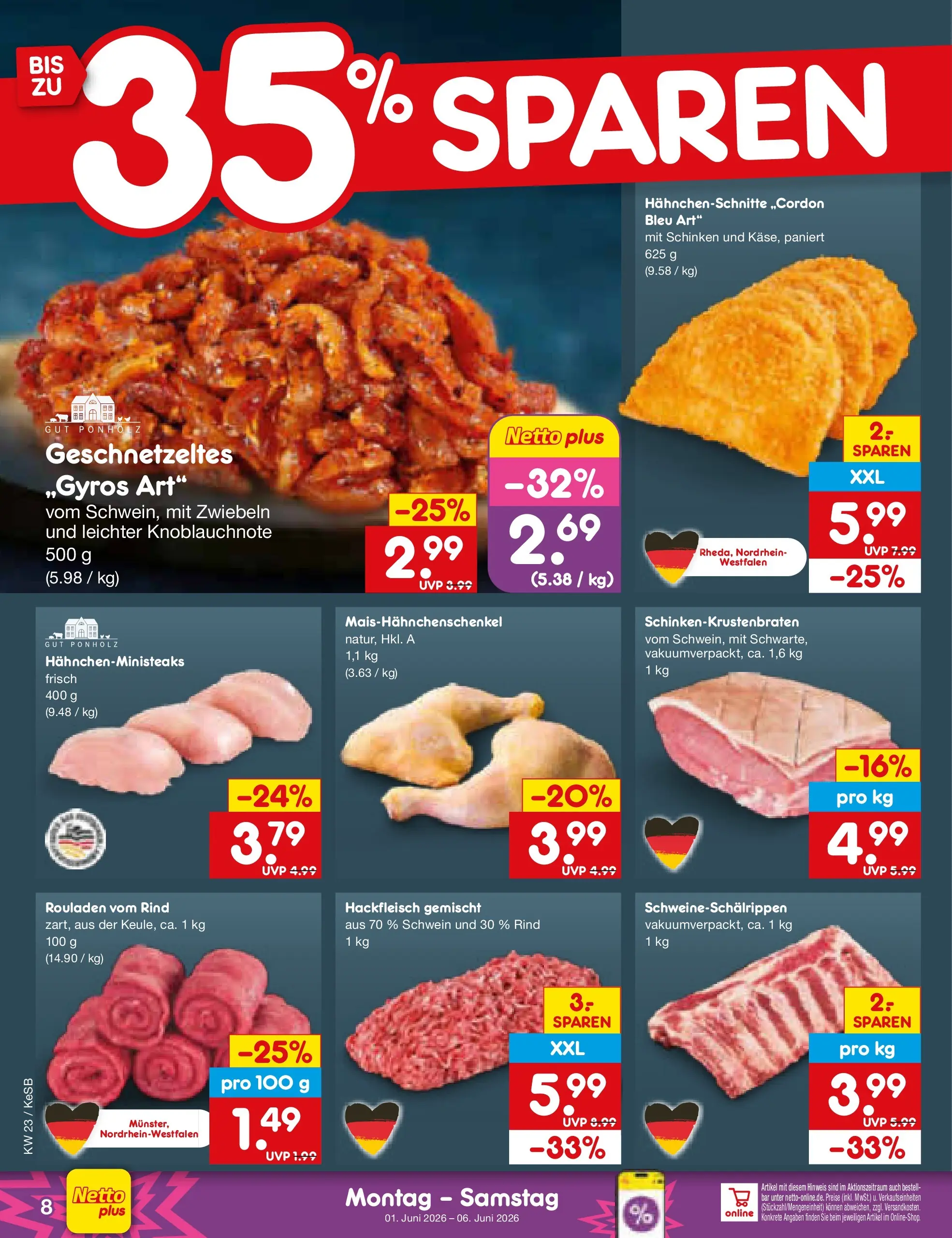 Netto Marken-Discount Prospekt Bonn (ab 01.06.2026) » Angebote | Seite: 8 | Produkte: Zwiebeln, Schinken, Hackfleisch Netto Marken-Discount Prospekt Bonn (ab 01.06.2026) » Angebote | Seite: 8 | Produkte: Zwiebeln, Schinken, Hackfleisch