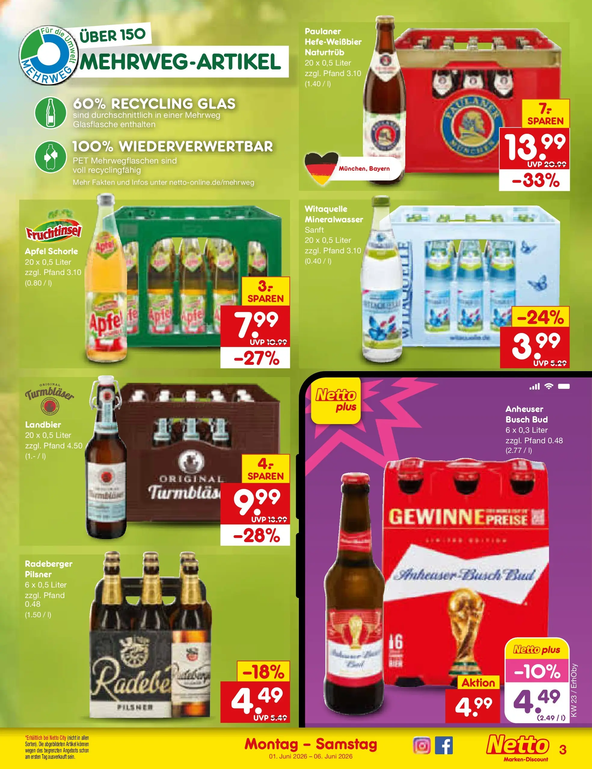 Netto Marken-Discount Prospekt Mauern (ab 01.06.2026) » Angebote | Seite: 31 | Produkte: Äpfel, Mineralwasser, Radeberger pilsner, Paulaner Netto Marken-Discount Prospekt Mauern (ab 01.06.2026) » Angebote | Seite: 31 | Produkte: Äpfel, Mineralwasser, Radeberger pilsner, Paulaner