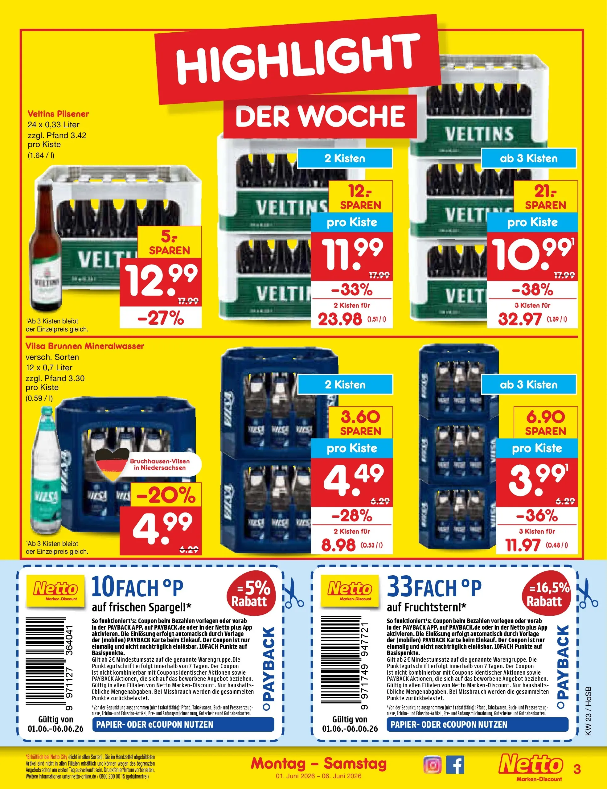 Netto Marken-Discount Prospekt Hannover (ab 01.06.2026) » Angebote | Seite: 3 | Produkte: Spargel, Mineralwasser, Veltins Netto Marken-Discount Prospekt Hannover (ab 01.06.2026) » Angebote | Seite: 3 | Produkte: Spargel, Mineralwasser, Veltins