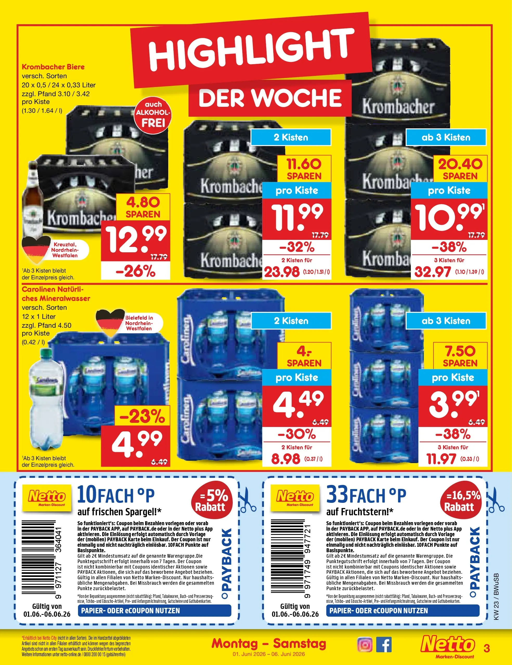 Netto Marken-Discount Prospekt Stemwede-Dielingen (ab 01.06.2026) » Angebote | Seite: 3 | Produkte: Spargel, Mineralwasser, Krombacher Netto Marken-Discount Prospekt Stemwede-Dielingen (ab 01.06.2026) » Angebote | Seite: 3 | Produkte: Spargel, Mineralwasser, Krombacher