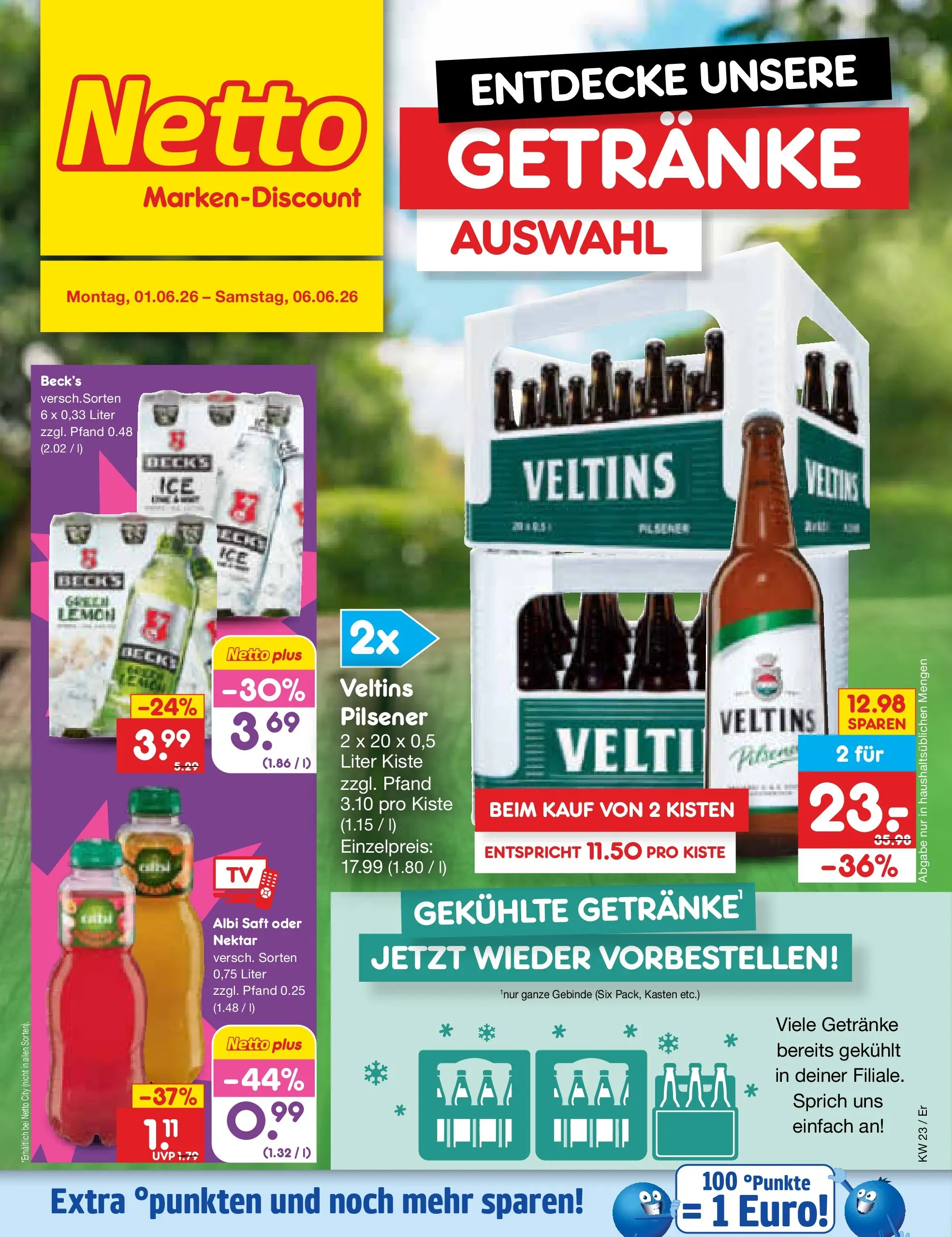 Netto Marken-Discount Prospekt Nordhausen (ab 01.06.2026) » Angebote | Seite: 28 | Produkte: Saft, Veltins