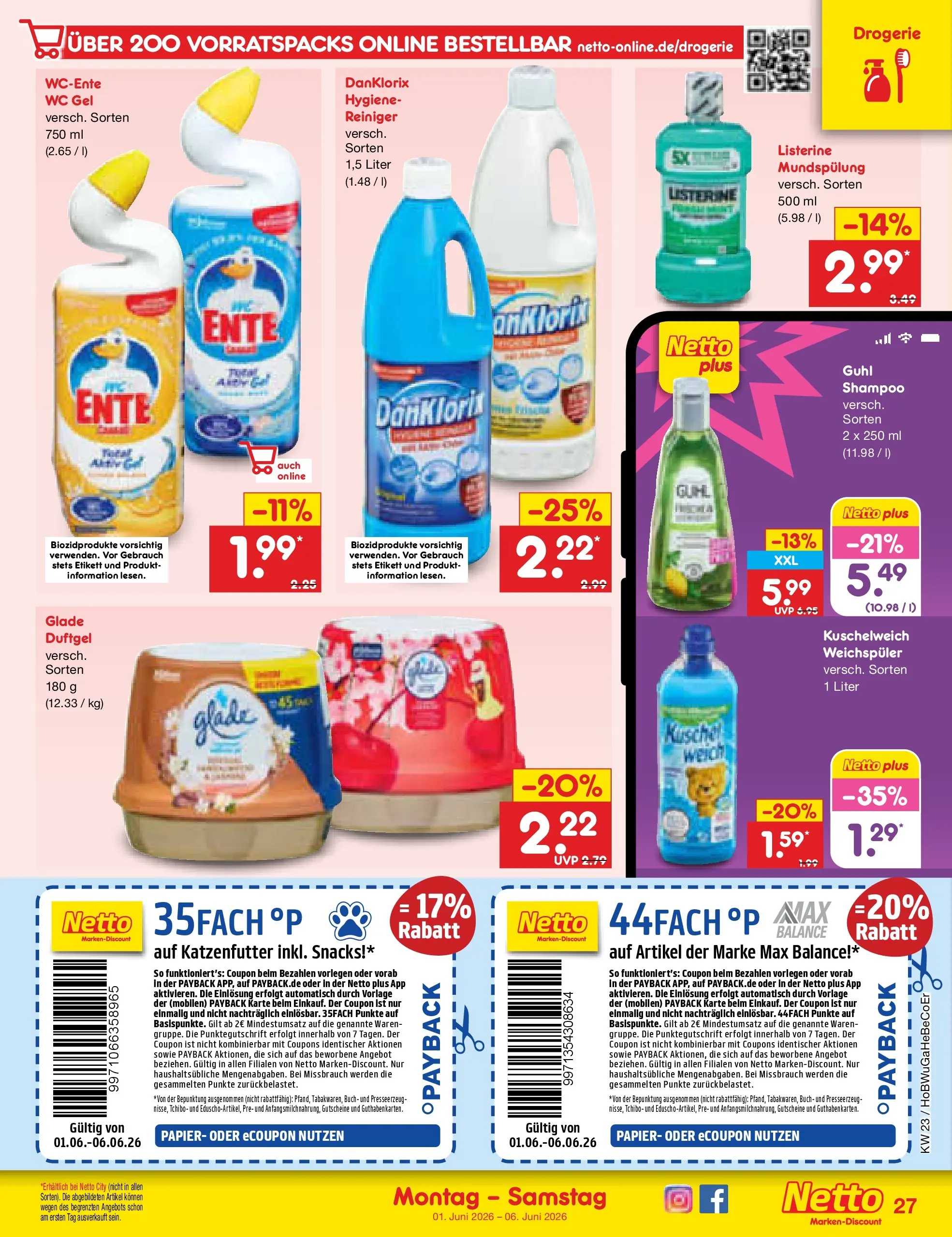 Netto Marken-Discount Prospekt Kremmen (ab 01.06.2026) » Angebote | Seite: 33 | Produkte: Katzenfutter, Kuschelweich, Shampoo, Ente Netto Marken-Discount Prospekt Kremmen (ab 01.06.2026) » Angebote | Seite: 33 | Produkte: Katzenfutter, Kuschelweich, Shampoo, Ente