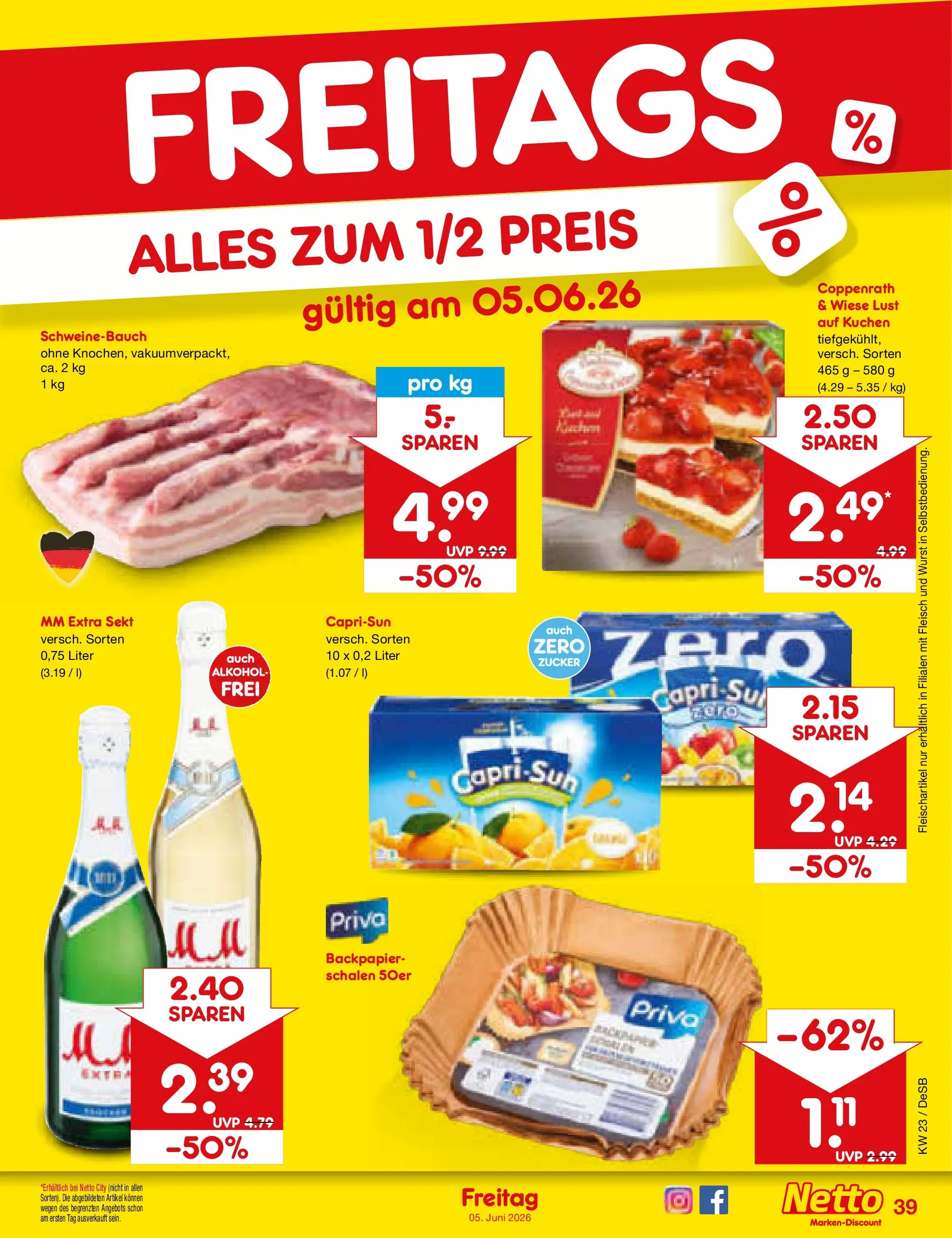 Netto Marken-Discount Prospekt Waiblingen-Bittenfeld (ab 01.06.2026) » Angebote | Seite: 55 | Produkte: Capri sun, Schweinebauch, Wurst, Fleisch