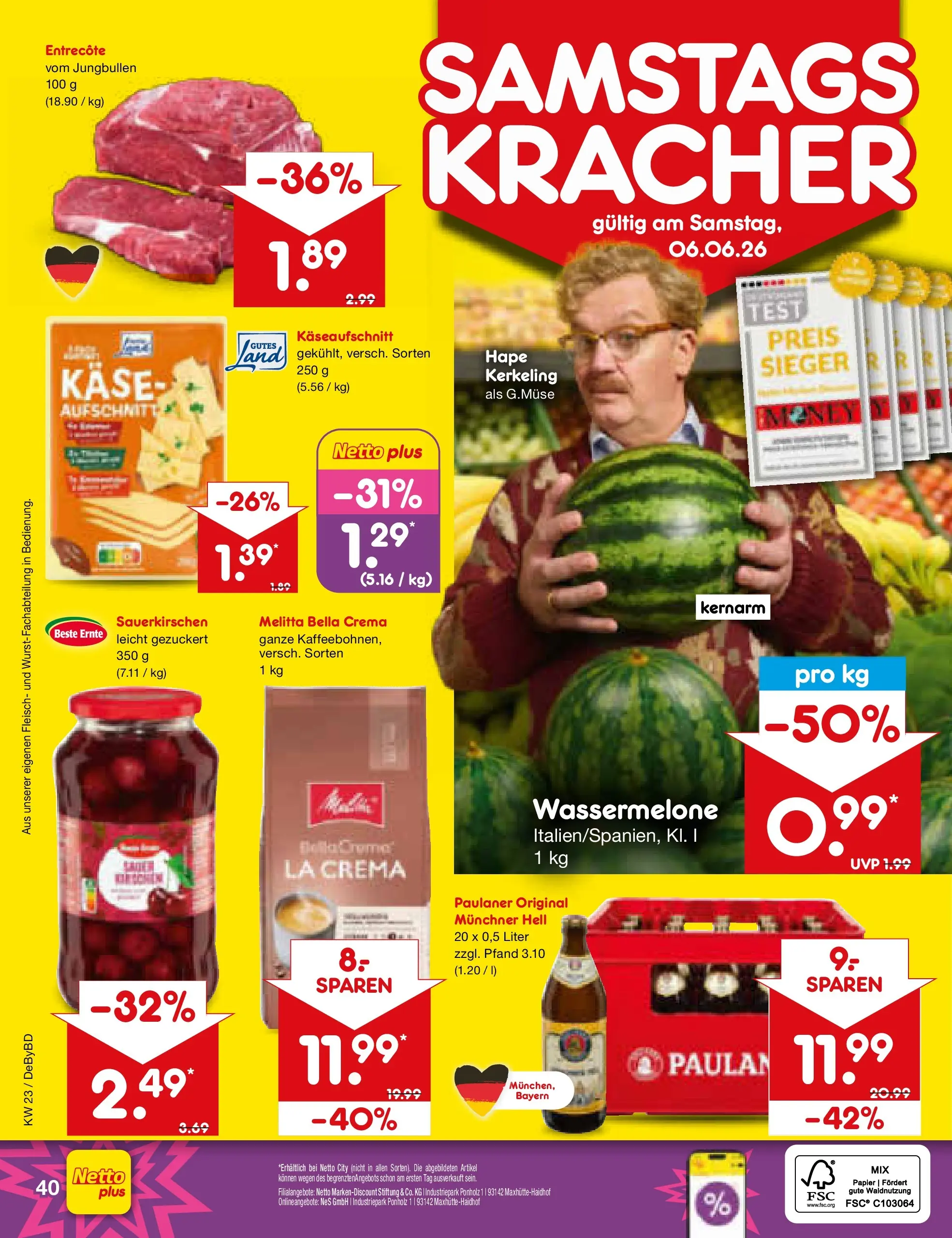 Netto Marken-Discount Prospekt Buttenwiesen (ab 01.06.2026) » Angebote | Seite: 56 | Produkte: Melitta, Entrecote, Wassermelone, Fleisch Netto Marken-Discount Prospekt Buttenwiesen (ab 01.06.2026) » Angebote | Seite: 56 | Produkte: Melitta, Entrecote, Wassermelone, Fleisch