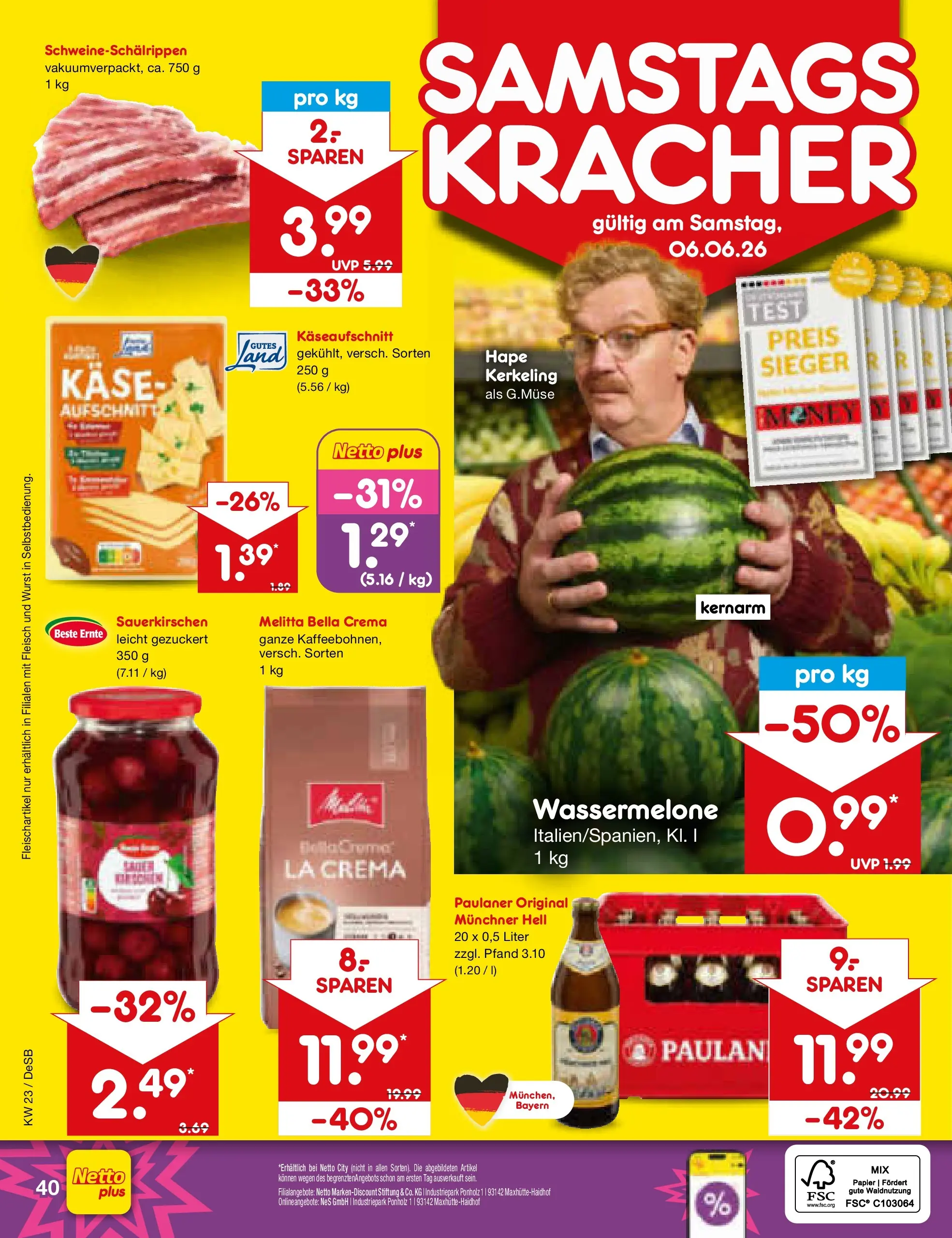 Netto Marken-Discount Prospekt Waiblingen-Bittenfeld (ab 01.06.2026) » Angebote | Seite: 56 | Produkte: Melitta, Wurst, Fleisch, Paulaner