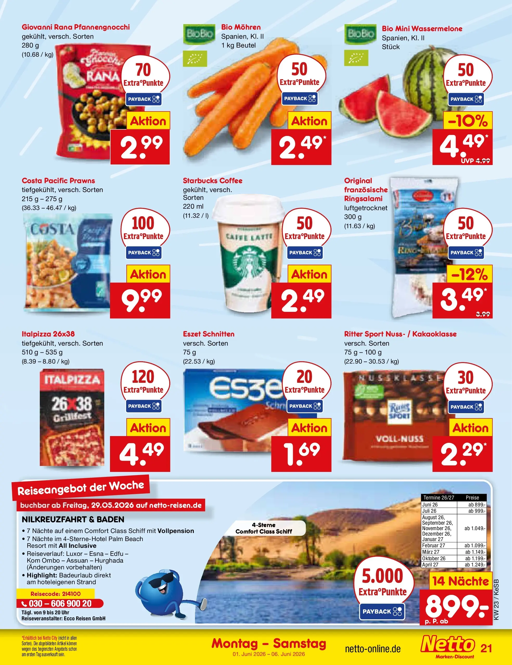 Netto Marken-Discount Prospekt Bonn (ab 01.06.2026) » Angebote | Seite: 23 | Produkte: Starbucks, Mohren, Wassermelone, Uhr Netto Marken-Discount Prospekt Bonn (ab 01.06.2026) » Angebote | Seite: 23 | Produkte: Starbucks, Mohren, Wassermelone, Uhr