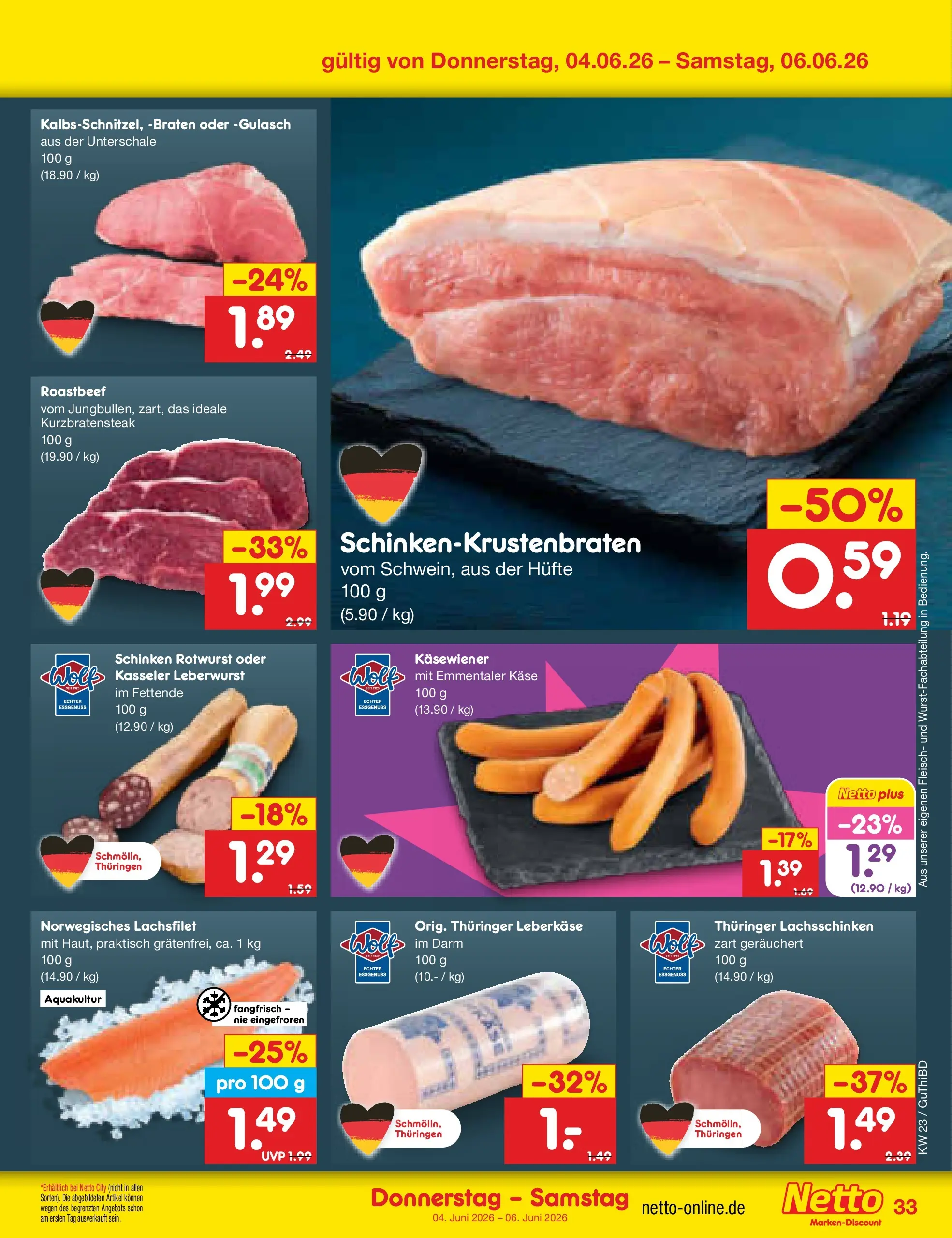 Netto Marken-Discount Prospekt Augustusburg (ab 01.06.2026) » Angebote | Seite: 47 | Produkte: Käse, Roastbeef, Gulasch, Fleisch