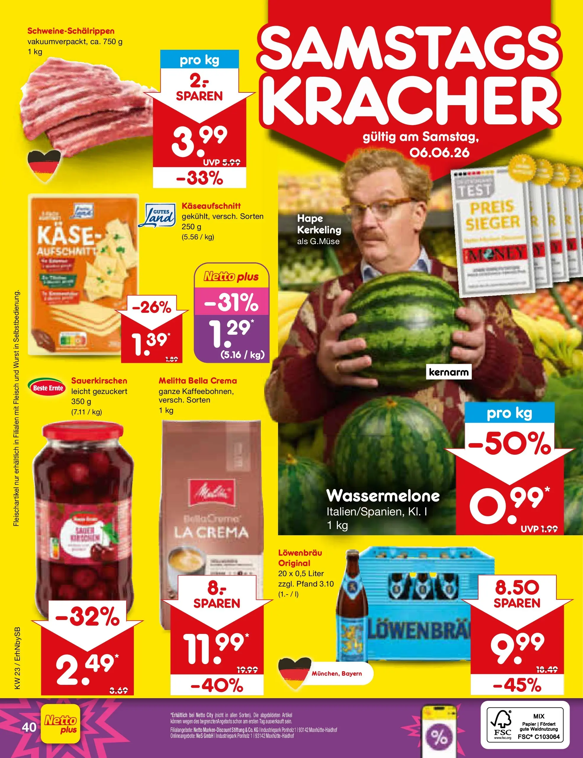 Netto Marken-Discount Prospekt Metten (ab 01.06.2026) » Angebote | Seite: 56 | Produkte: Melitta, Wurst, Wassermelone, Fleisch
