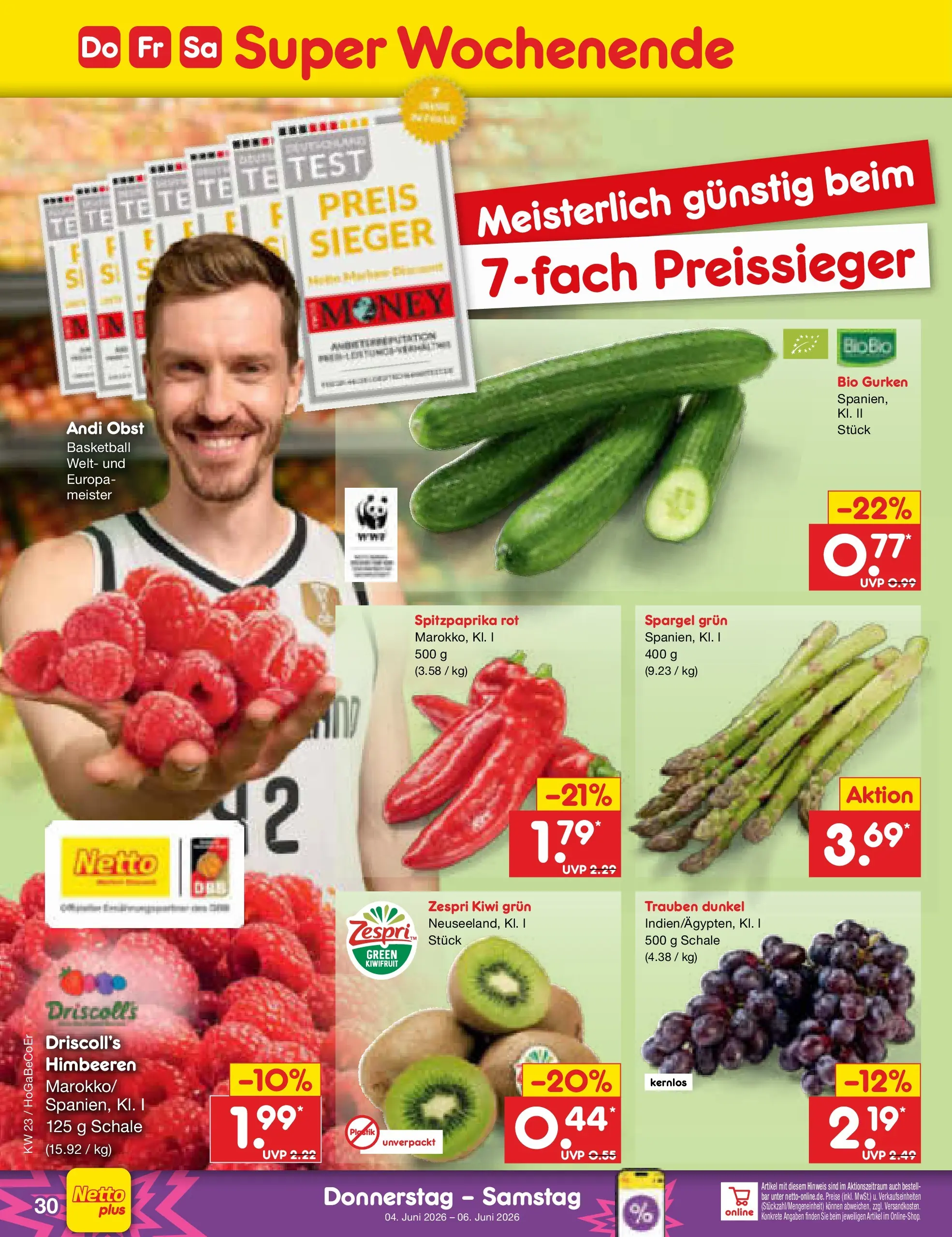 Netto Marken-Discount Prospekt Kremmen (ab 01.06.2026) » Angebote | Seite: 44 | Produkte: Trauben, Spargel, Obst, Kiwi Netto Marken-Discount Prospekt Kremmen (ab 01.06.2026) » Angebote | Seite: 44 | Produkte: Trauben, Spargel, Obst, Kiwi