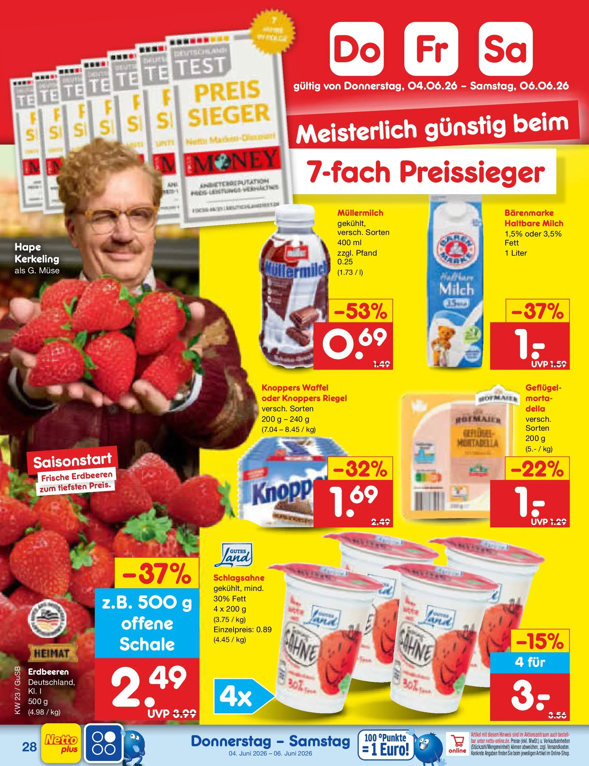 Netto Marken-Discount Prospekt Machern (ab 01.06.2026) » Angebote | Seite: 42 | Produkte: Milch, Knoppers, Müllermilch, Erdbeeren