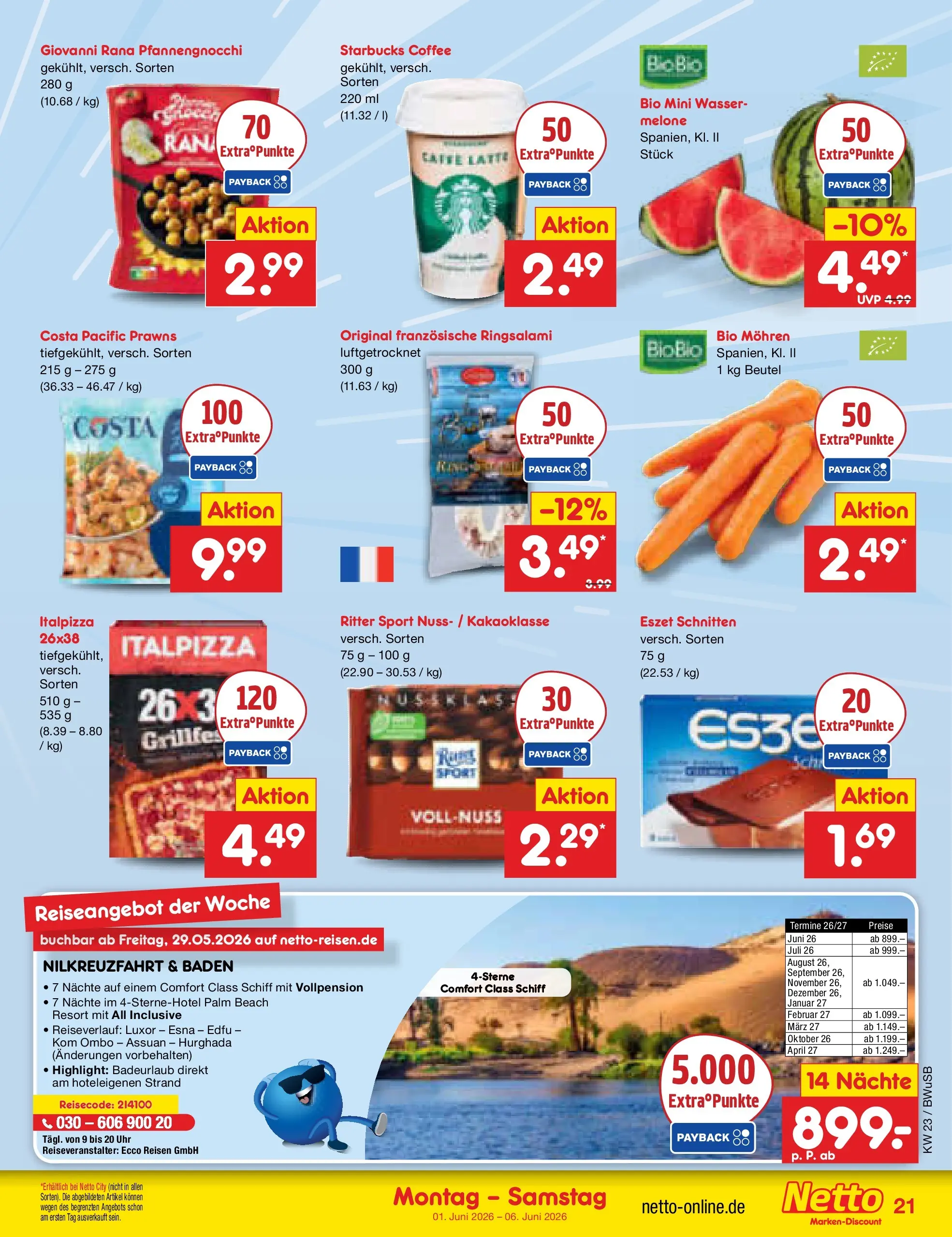 Netto Marken-Discount Prospekt Stemwede-Dielingen (ab 01.06.2026) » Angebote | Seite: 23 | Produkte: Ritter sport, Starbucks, Mohren, Wasser Netto Marken-Discount Prospekt Stemwede-Dielingen (ab 01.06.2026) » Angebote | Seite: 23 | Produkte: Ritter sport, Starbucks, Mohren, Wasser