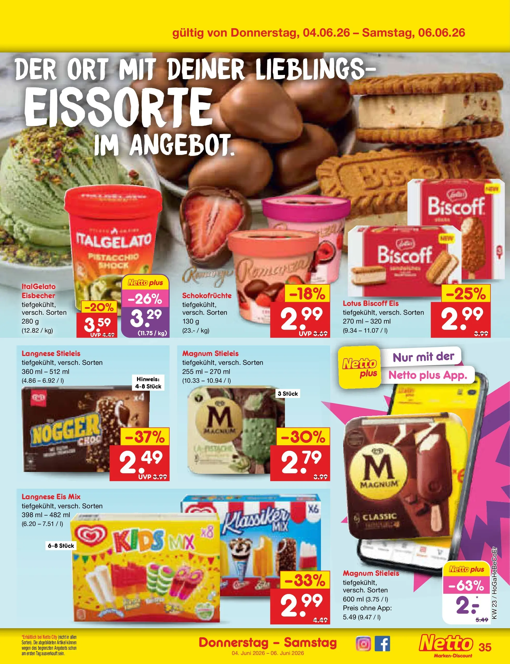 Netto Marken-Discount Prospekt Kremmen (ab 01.06.2026) » Angebote | Seite: 49 | Produkte: Langnese, Eis Netto Marken-Discount Prospekt Kremmen (ab 01.06.2026) » Angebote | Seite: 49 | Produkte: Langnese, Eis