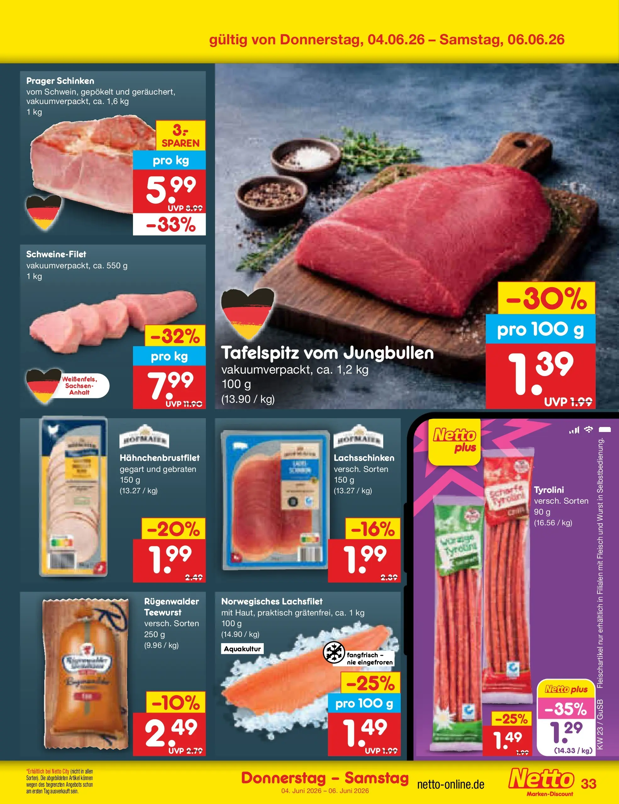 Netto Marken-Discount Prospekt Machern (ab 01.06.2026) » Angebote | Seite: 47 | Produkte: Tafelspitz, Schweinefilet, Wurst, Fleisch
