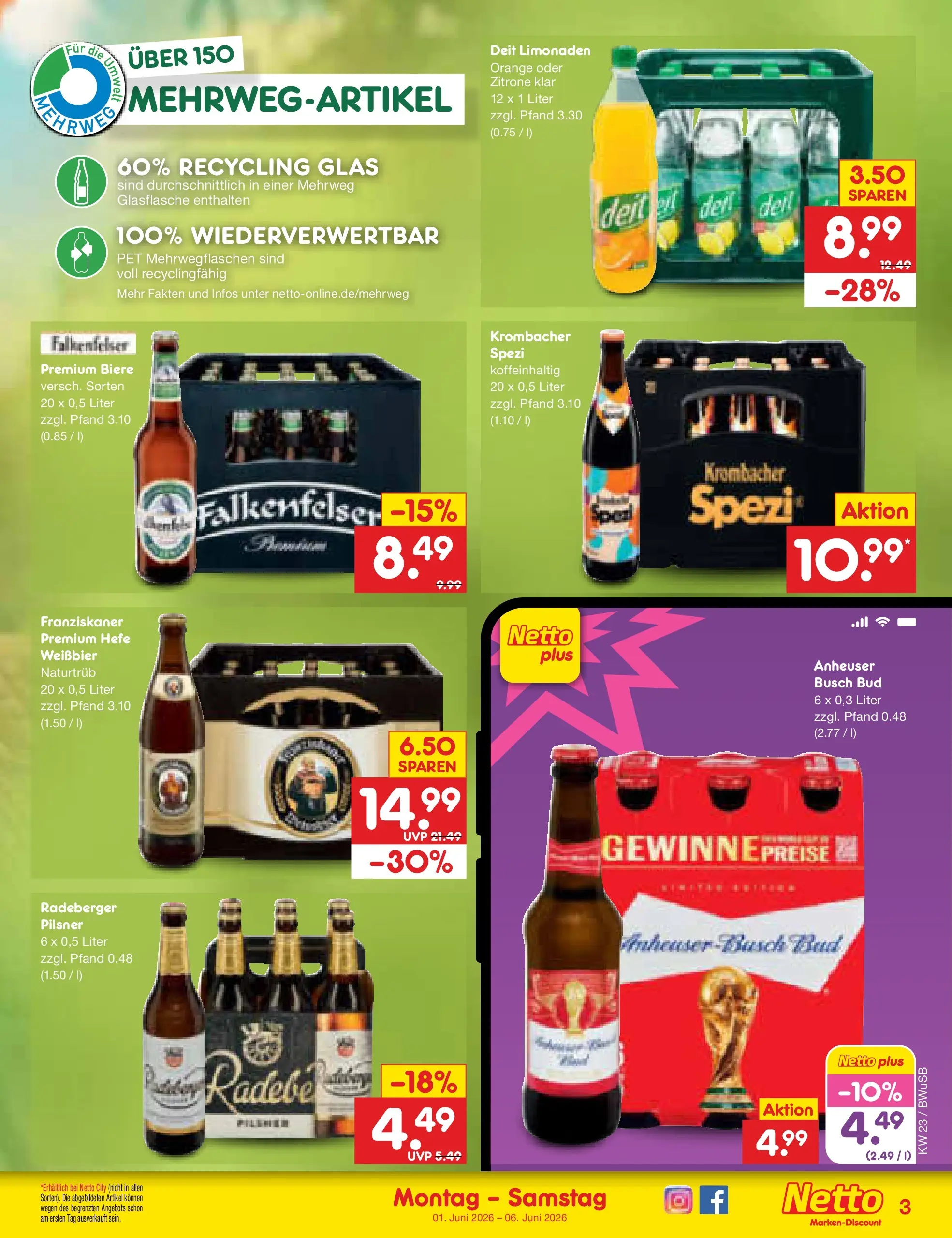 Netto Marken-Discount Prospekt Stemwede-Dielingen (ab 01.06.2026) » Angebote | Seite: 31 | Produkte: Franziskaner, Weißbier, Zitrone, Radeberger pilsner Netto Marken-Discount Prospekt Stemwede-Dielingen (ab 01.06.2026) » Angebote | Seite: 31 | Produkte: Franziskaner, Weißbier, Zitrone, Radeberger pilsner