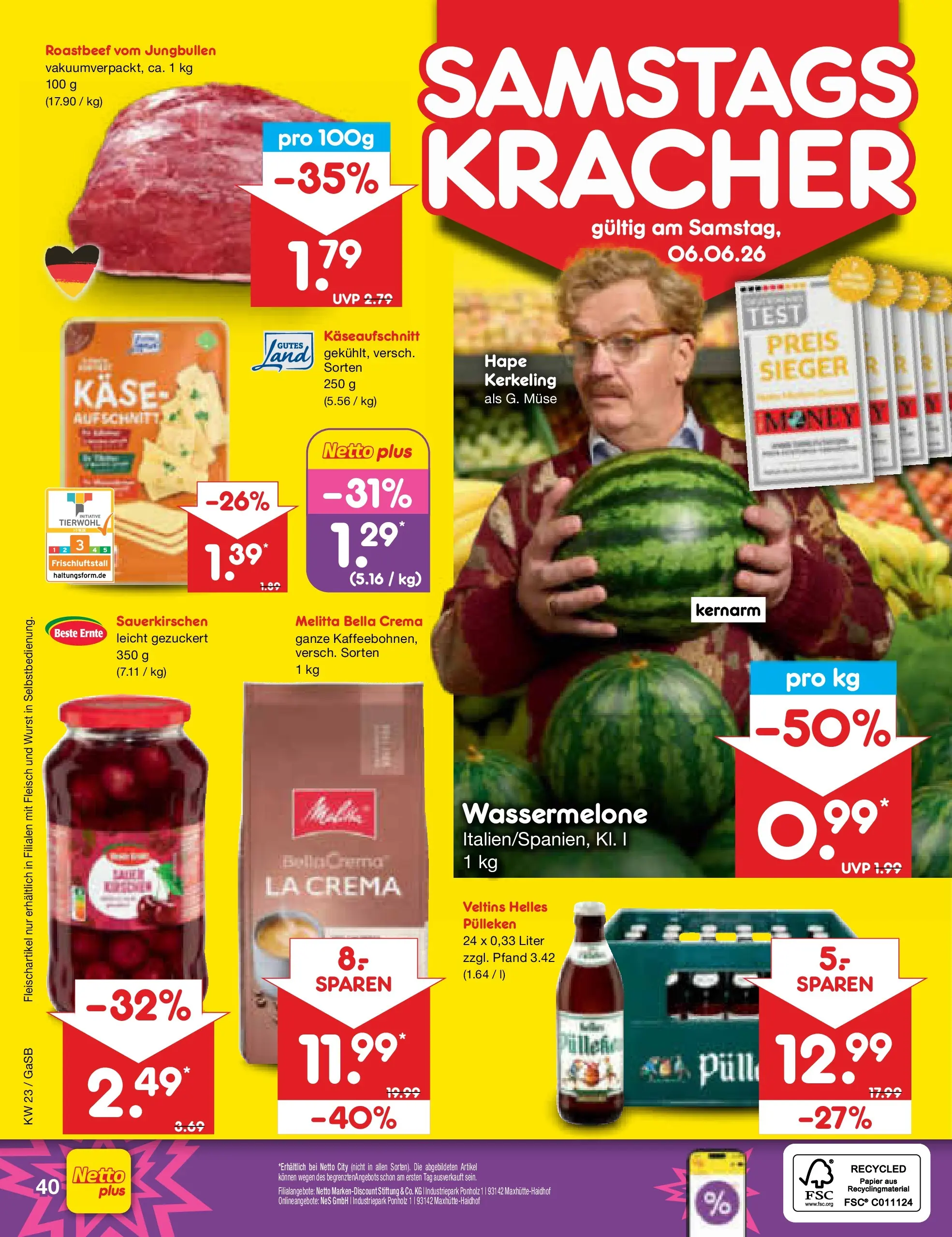 Netto Marken-Discount Prospekt Bremen-Lesum (ab 01.06.2026) » Angebote | Seite: 56 | Produkte: Melitta, Wurst, Fleisch, Veltins