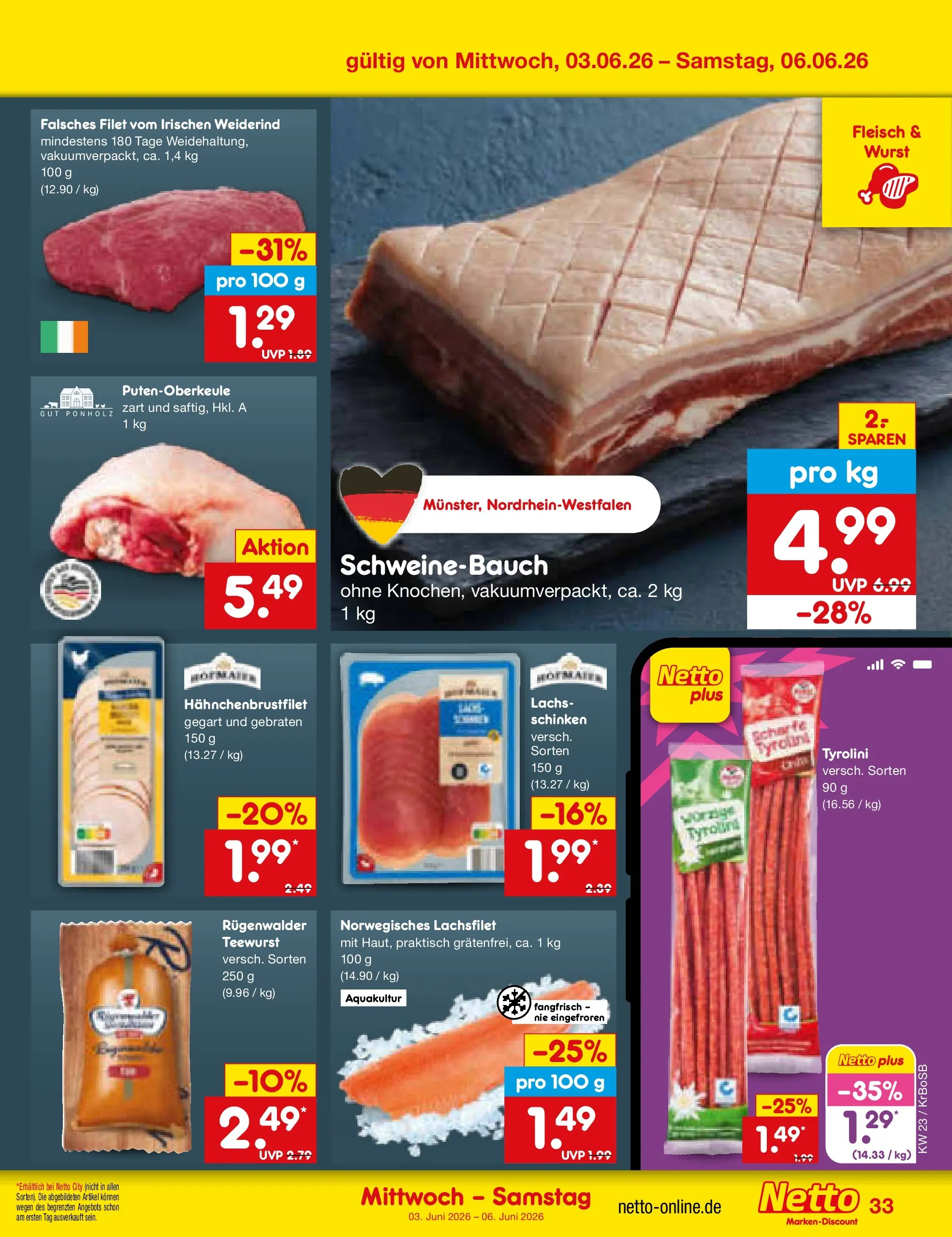 Netto Marken-Discount Prospekt Jüchen (ab 01.06.2026) » Angebote | Seite: 47 | Produkte: Lachs, Wurst, Schinken, Fleisch Netto Marken-Discount Prospekt Jüchen (ab 01.06.2026) » Angebote | Seite: 47 | Produkte: Lachs, Wurst, Schinken, Fleisch