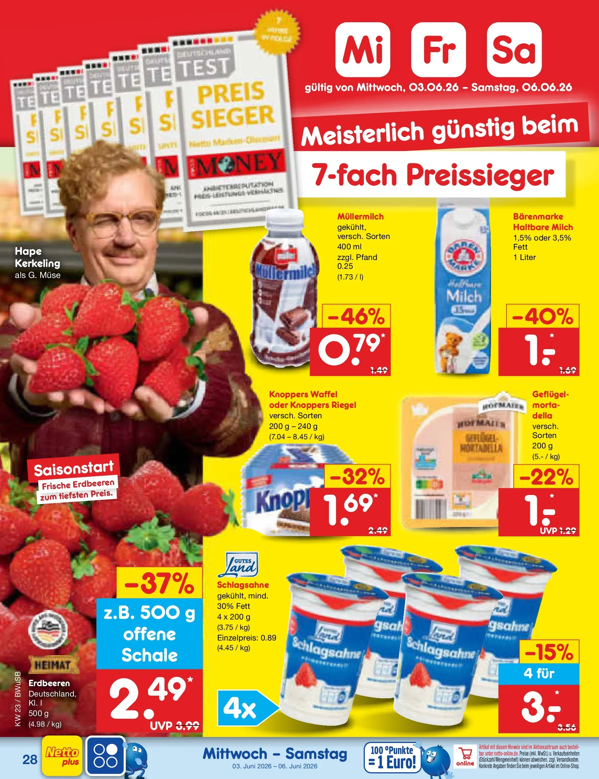 Netto Marken-Discount Prospekt Stemwede-Dielingen (ab 01.06.2026) » Angebote | Seite: 42 | Produkte: Haltbare milch, Knoppers, Müllermilch, Erdbeeren Netto Marken-Discount Prospekt Stemwede-Dielingen (ab 01.06.2026) » Angebote | Seite: 42 | Produkte: Haltbare milch, Knoppers, Müllermilch, Erdbeeren
