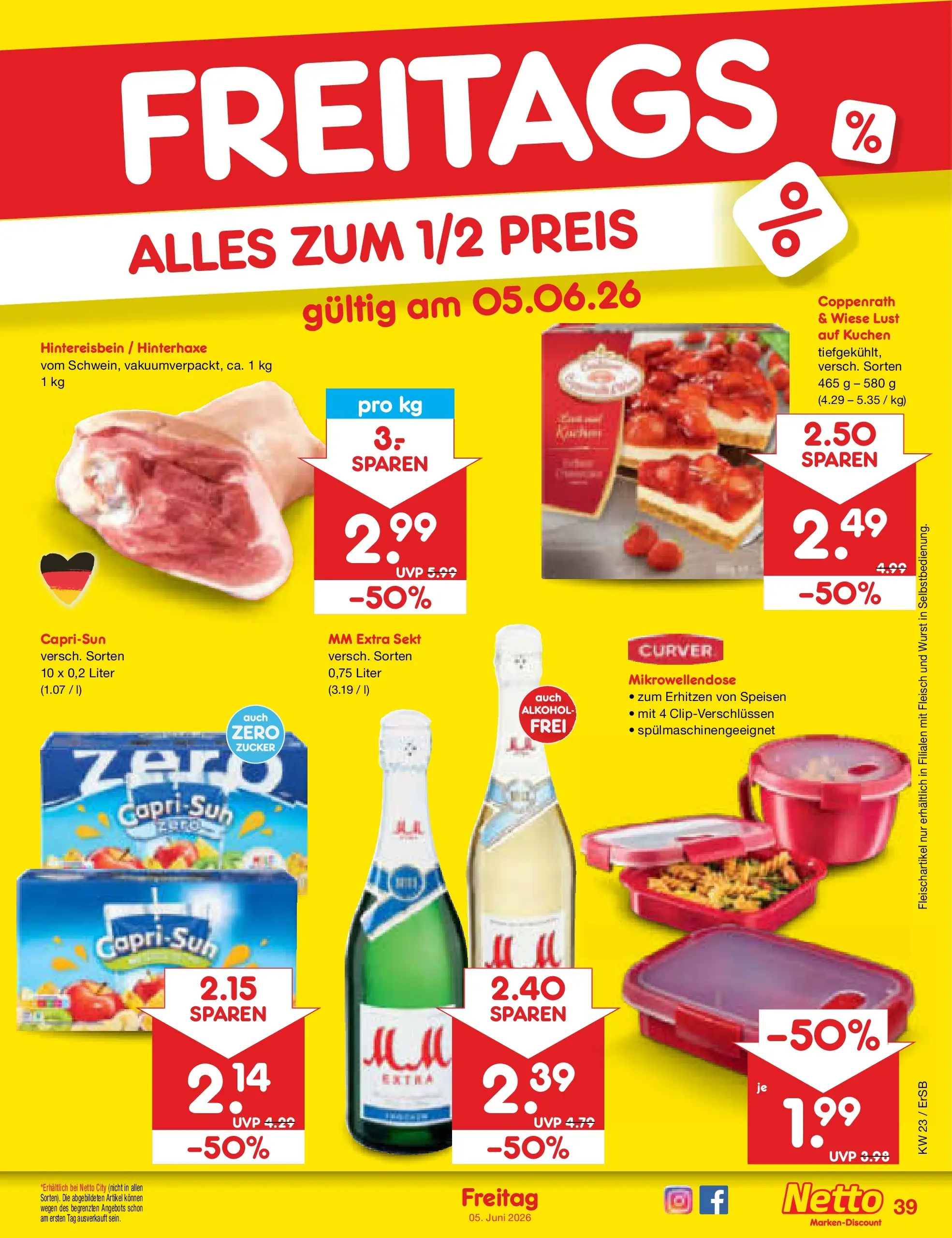 Netto Marken-Discount Prospekt Nordhausen (ab 01.06.2026) » Angebote | Seite: 55 | Produkte: Capri sun, Zucker, Wurst, Kuchen