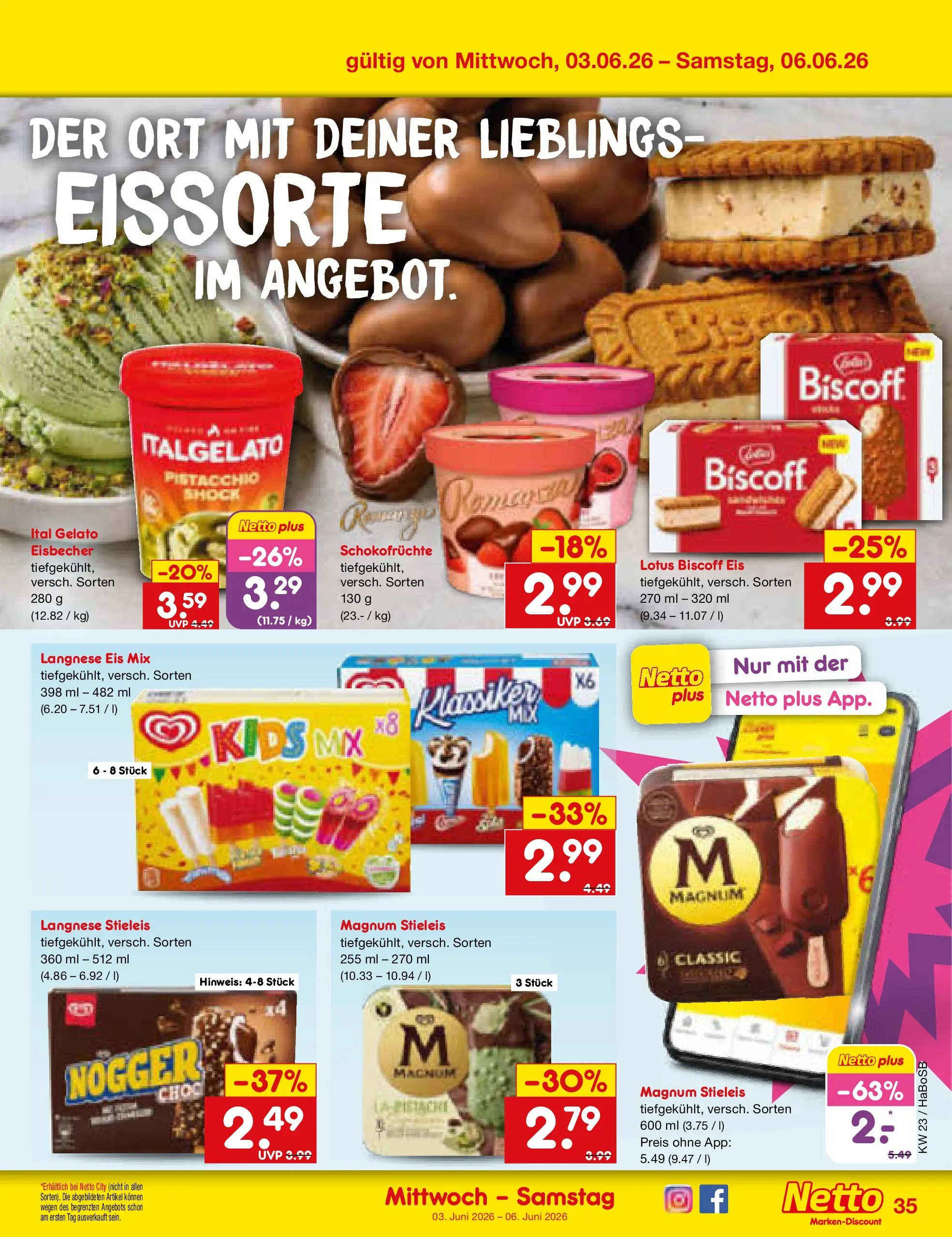 Netto Marken-Discount Prospekt Wuppertal (ab 01.06.2026) » Angebote | Seite: 49 | Produkte: Langnese, Eis Netto Marken-Discount Prospekt Wuppertal (ab 01.06.2026) » Angebote | Seite: 49 | Produkte: Langnese, Eis