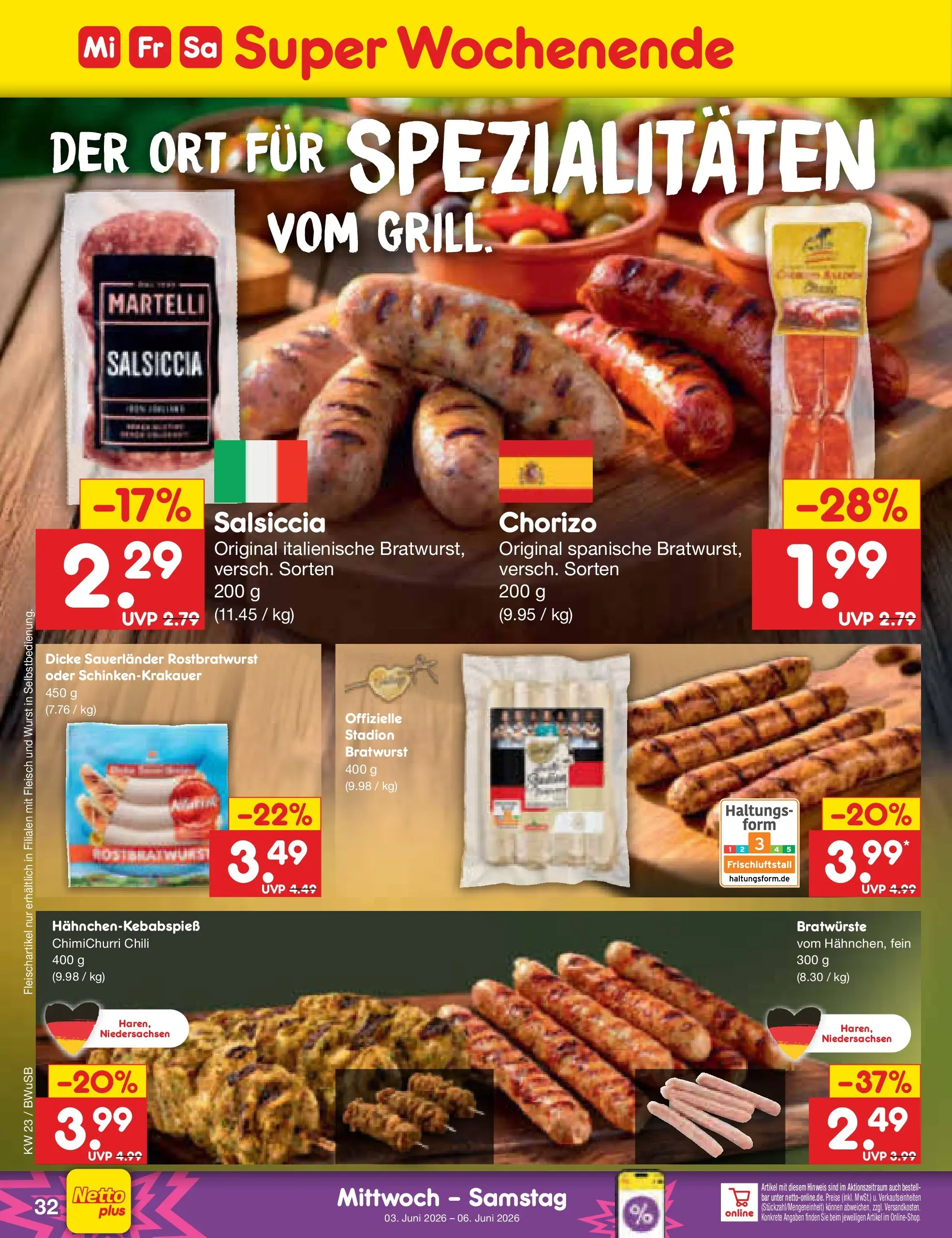 Netto Marken-Discount Prospekt Stemwede-Dielingen (ab 01.06.2026) » Angebote | Seite: 46 | Produkte: Bratwurst, Wurst, Chili, Fleisch Netto Marken-Discount Prospekt Stemwede-Dielingen (ab 01.06.2026) » Angebote | Seite: 46 | Produkte: Bratwurst, Wurst, Chili, Fleisch