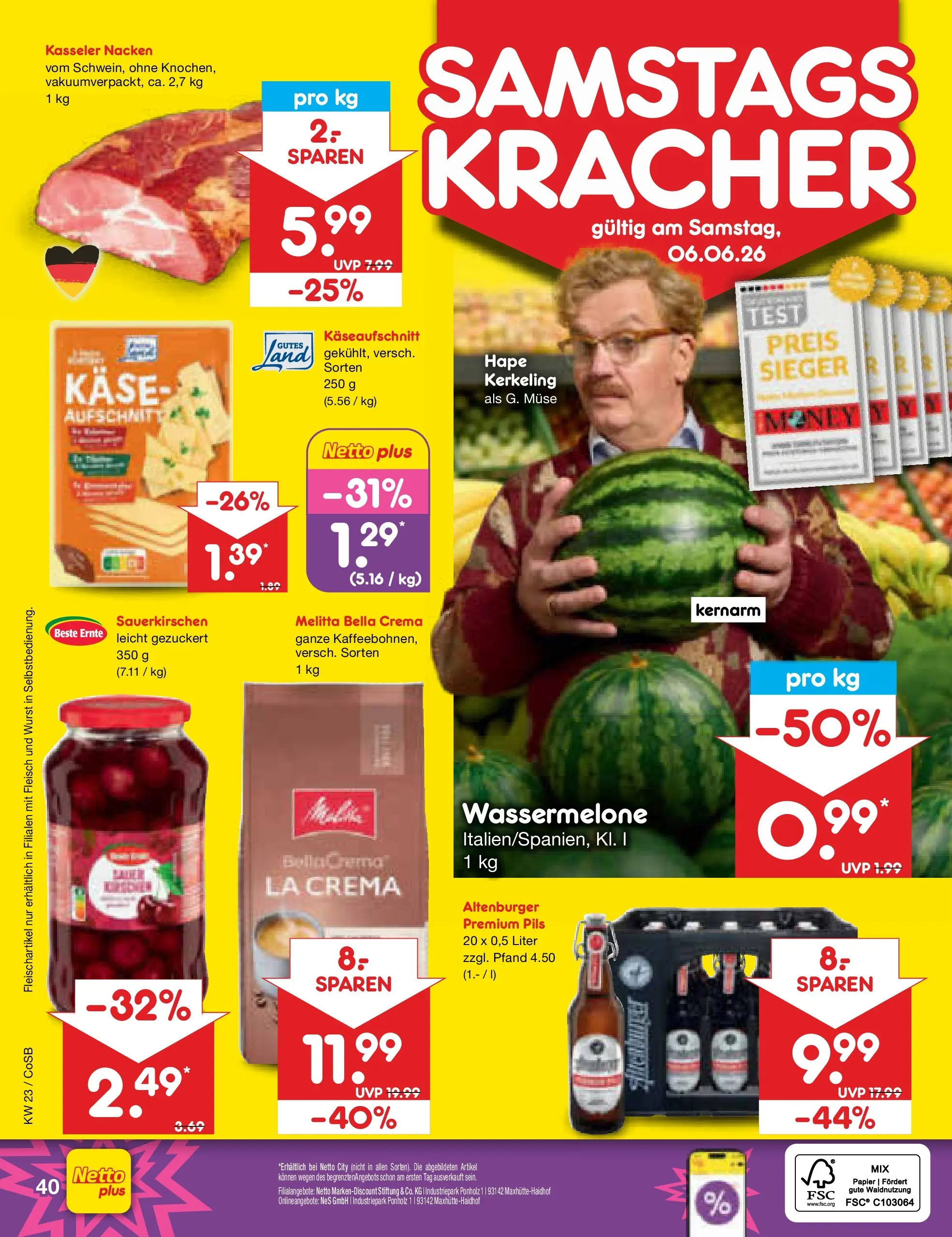 Netto Marken-Discount Prospekt Bitterfeld-Wolfen (ab 01.06.2026) » Angebote | Seite: 56 | Produkte: Melitta, Käse, Pils, Kasseler nacken