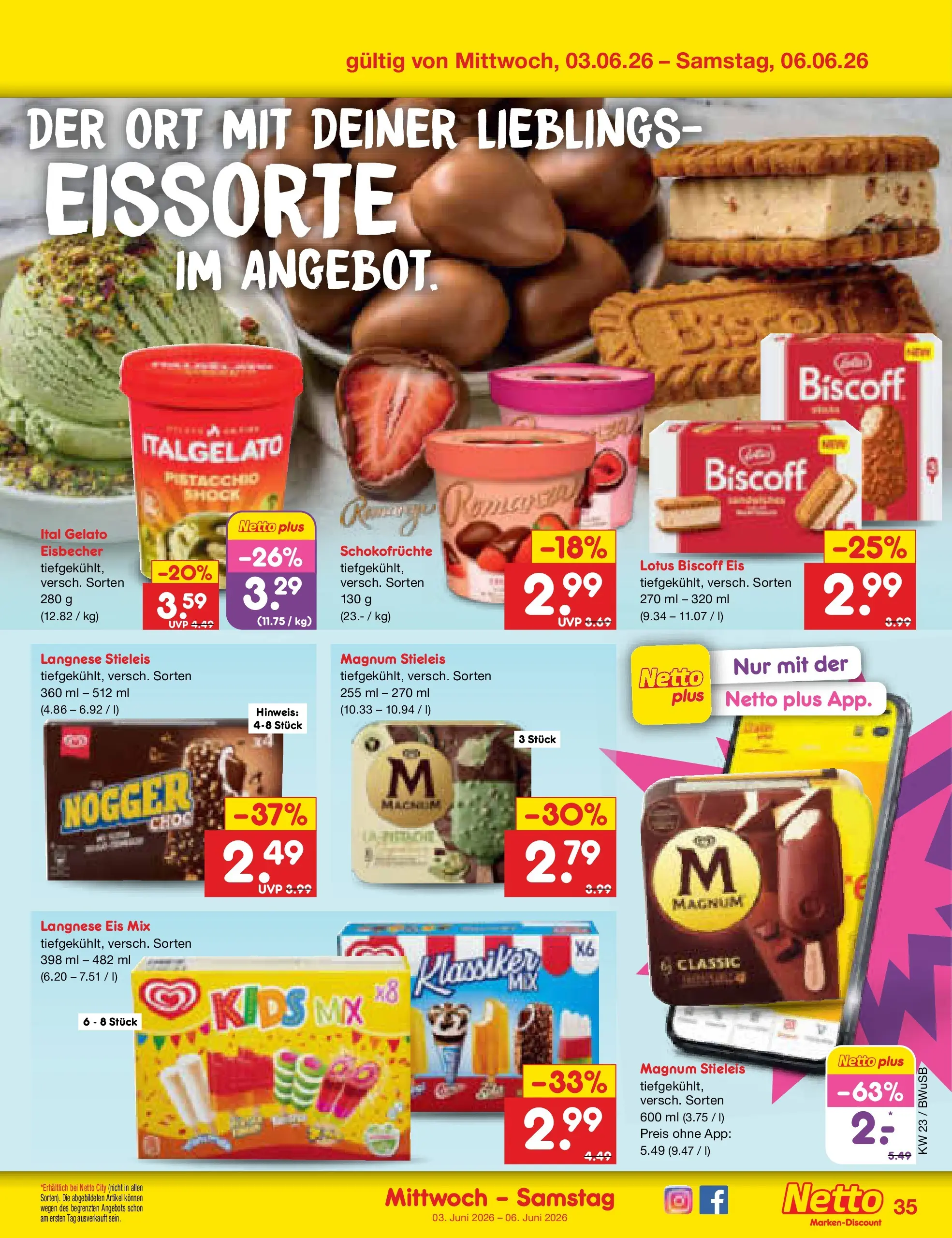 Netto Marken-Discount Prospekt Stemwede-Dielingen (ab 01.06.2026) » Angebote | Seite: 49 | Produkte: Langnese, Eis Netto Marken-Discount Prospekt Stemwede-Dielingen (ab 01.06.2026) » Angebote | Seite: 49 | Produkte: Langnese, Eis