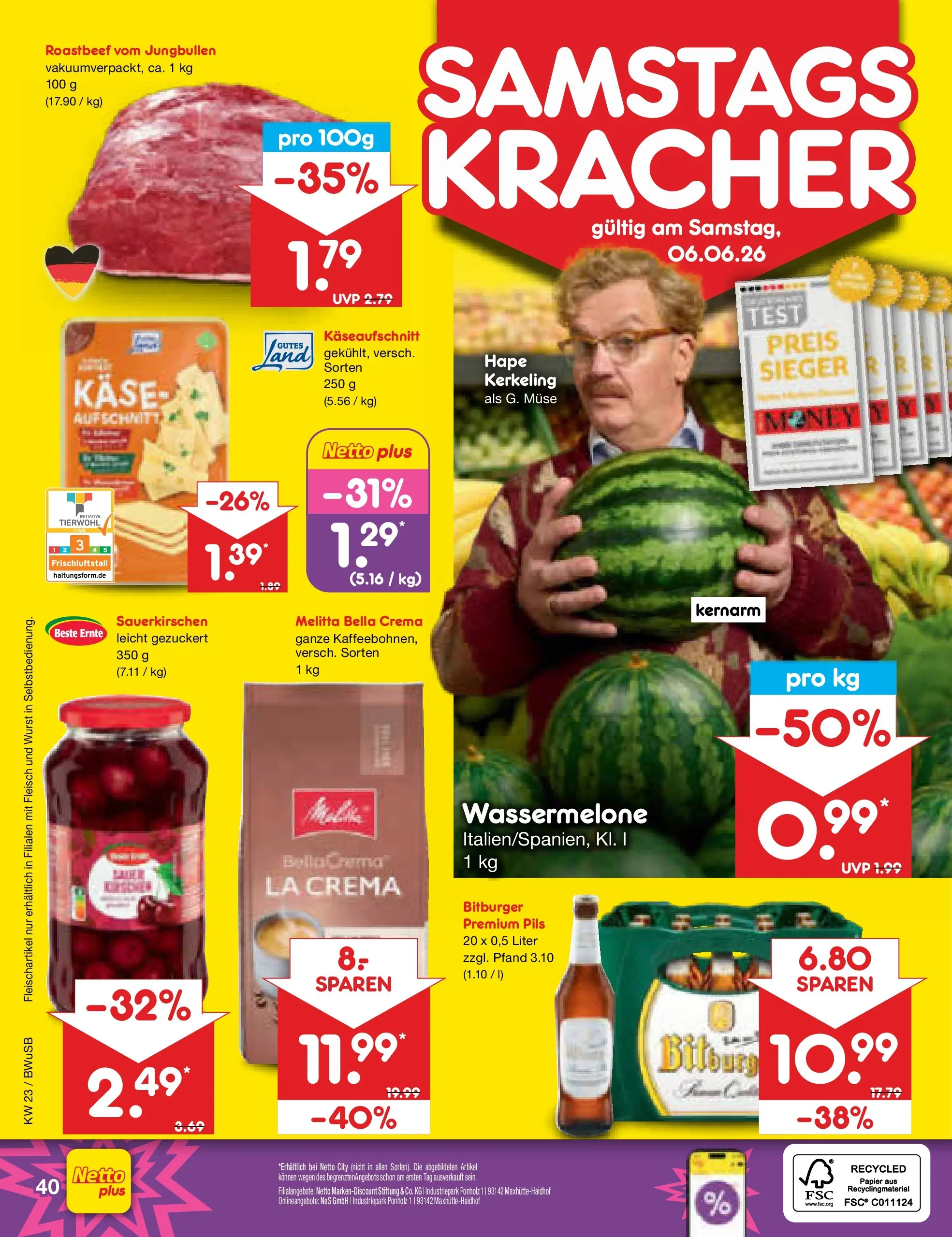 Netto Marken-Discount Prospekt Stemwede-Dielingen (ab 01.06.2026) » Angebote | Seite: 56 | Produkte: Bitburger, Käse, Wassermelone, Fleisch Netto Marken-Discount Prospekt Stemwede-Dielingen (ab 01.06.2026) » Angebote | Seite: 56 | Produkte: Bitburger, Käse, Wassermelone, Fleisch