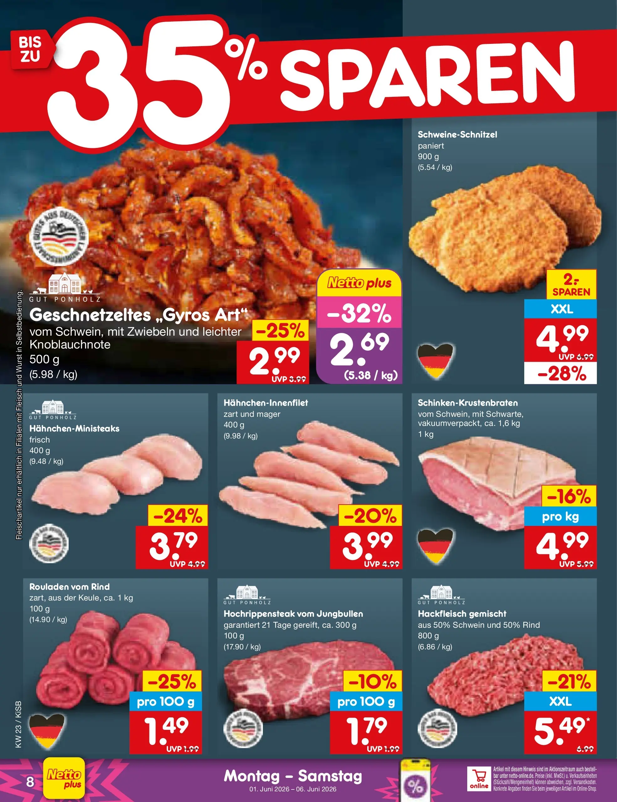 Netto Marken-Discount Prospekt Bad Friedrichshall (ab 01.06.2026) » Angebote | Seite: 8 | Produkte: Zwiebeln, Wurst, Fleisch, Hackfleisch Netto Marken-Discount Prospekt Bad Friedrichshall (ab 01.06.2026) » Angebote | Seite: 8 | Produkte: Zwiebeln, Wurst, Fleisch, Hackfleisch