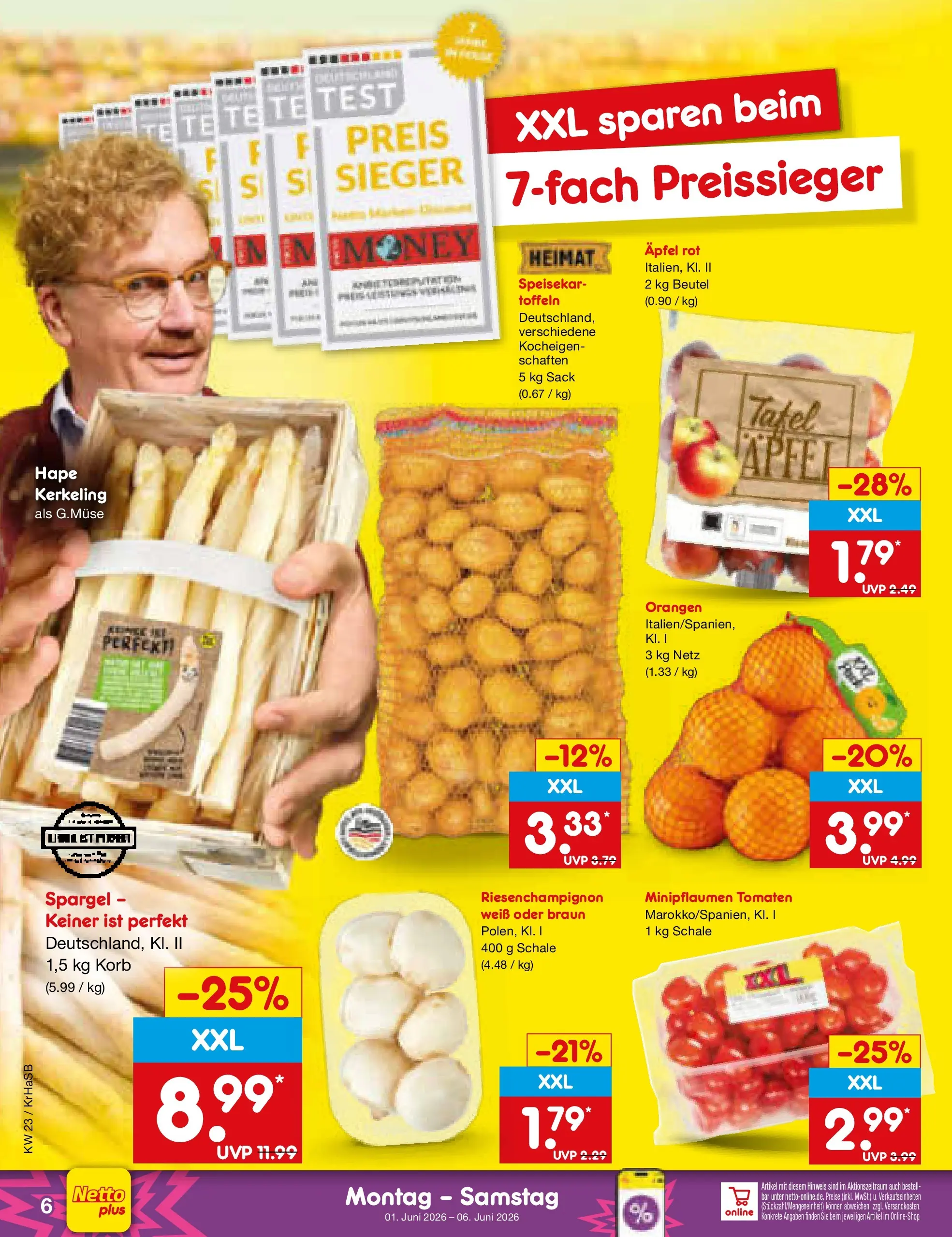 Netto Marken-Discount Prospekt Wuppertal (ab 01.06.2026) » Angebote | Seite: 6 | Produkte: Korb, Äpfel, Orangen, Tomaten Netto Marken-Discount Prospekt Wuppertal (ab 01.06.2026) » Angebote | Seite: 6 | Produkte: Korb, Äpfel, Orangen, Tomaten