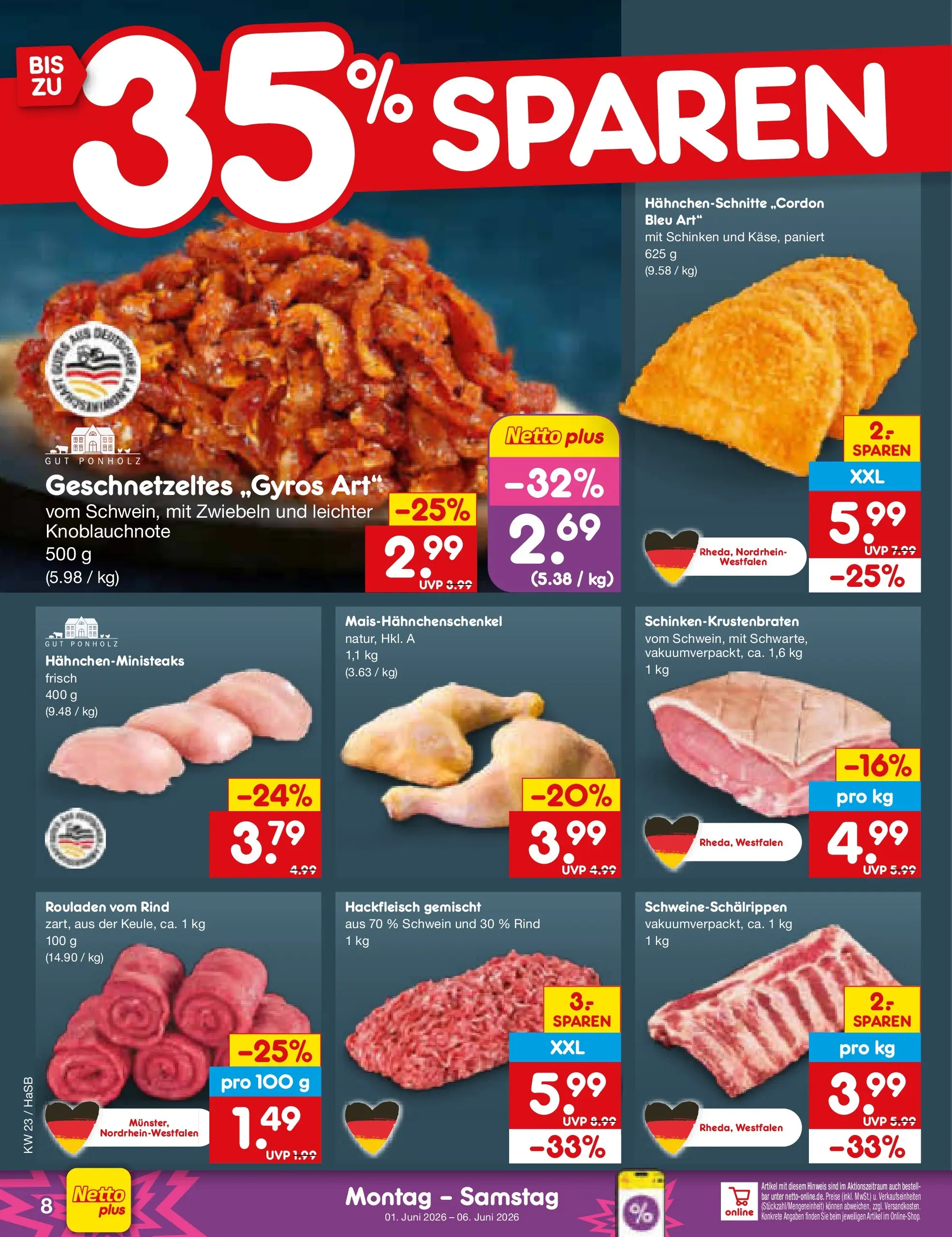 Netto Marken-Discount Prospekt Wuppertal (ab 01.06.2026) » Angebote | Seite: 8 | Produkte: Zwiebeln, Schinken, Hackfleisch Netto Marken-Discount Prospekt Wuppertal (ab 01.06.2026) » Angebote | Seite: 8 | Produkte: Zwiebeln, Schinken, Hackfleisch