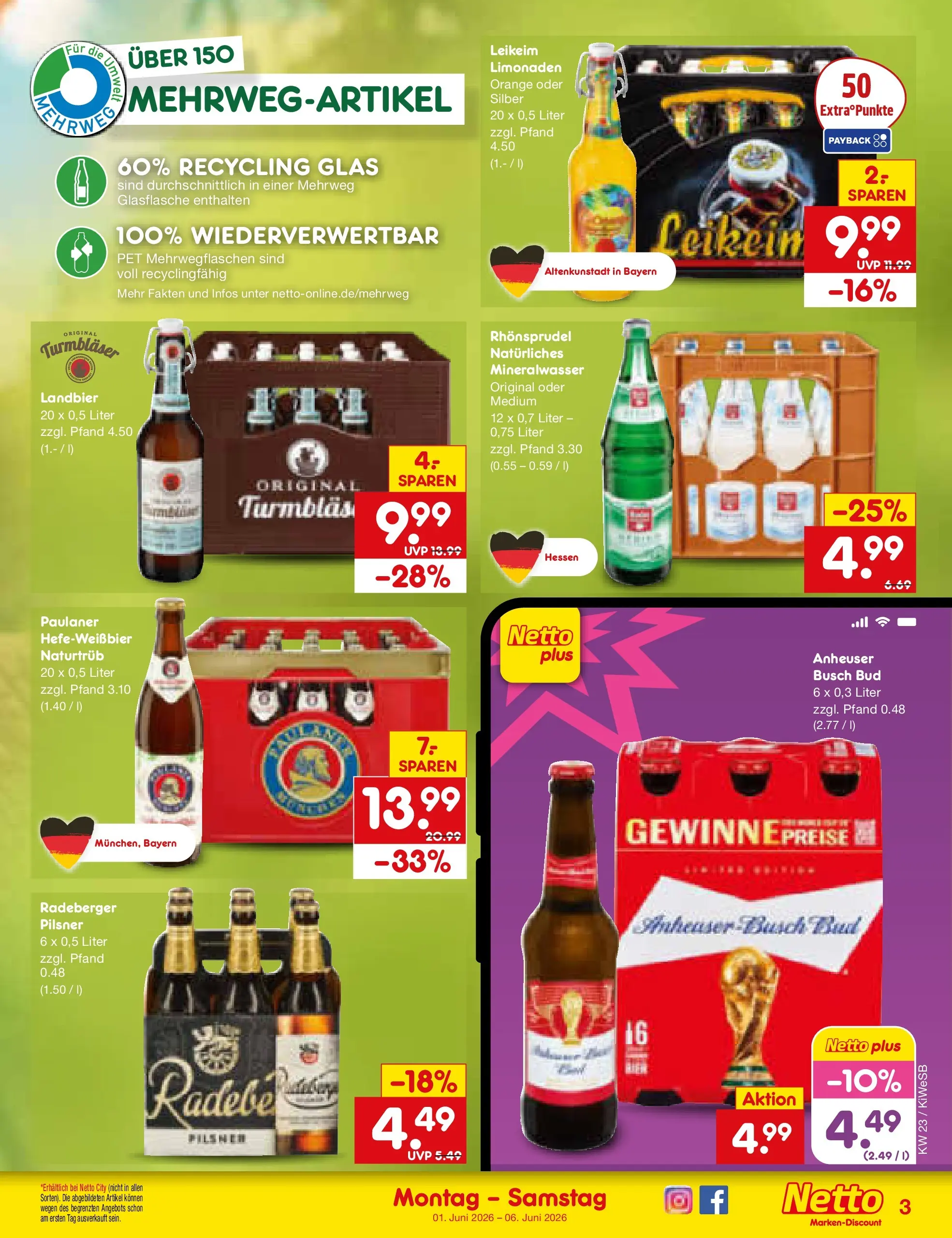 Netto Marken-Discount Prospekt Bad Friedrichshall (ab 01.06.2026) » Angebote | Seite: 31 | Produkte: Mineralwasser, Rhonsprudel, Radeberger pilsner, Paulaner Netto Marken-Discount Prospekt Bad Friedrichshall (ab 01.06.2026) » Angebote | Seite: 31 | Produkte: Mineralwasser, Rhonsprudel, Radeberger pilsner, Paulaner
