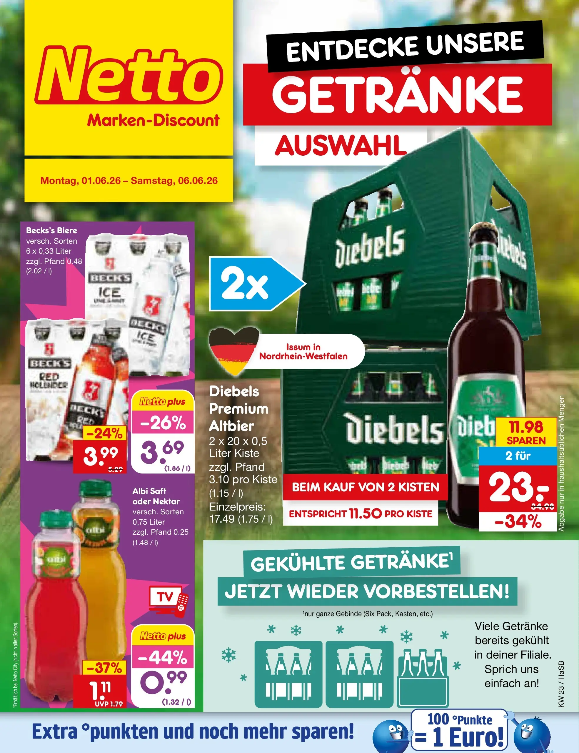 Netto Marken-Discount Prospekt Wuppertal (ab 01.06.2026) » Angebote | Seite: 28 | Produkte: Diebels, Saft Netto Marken-Discount Prospekt Wuppertal (ab 01.06.2026) » Angebote | Seite: 28 | Produkte: Diebels, Saft