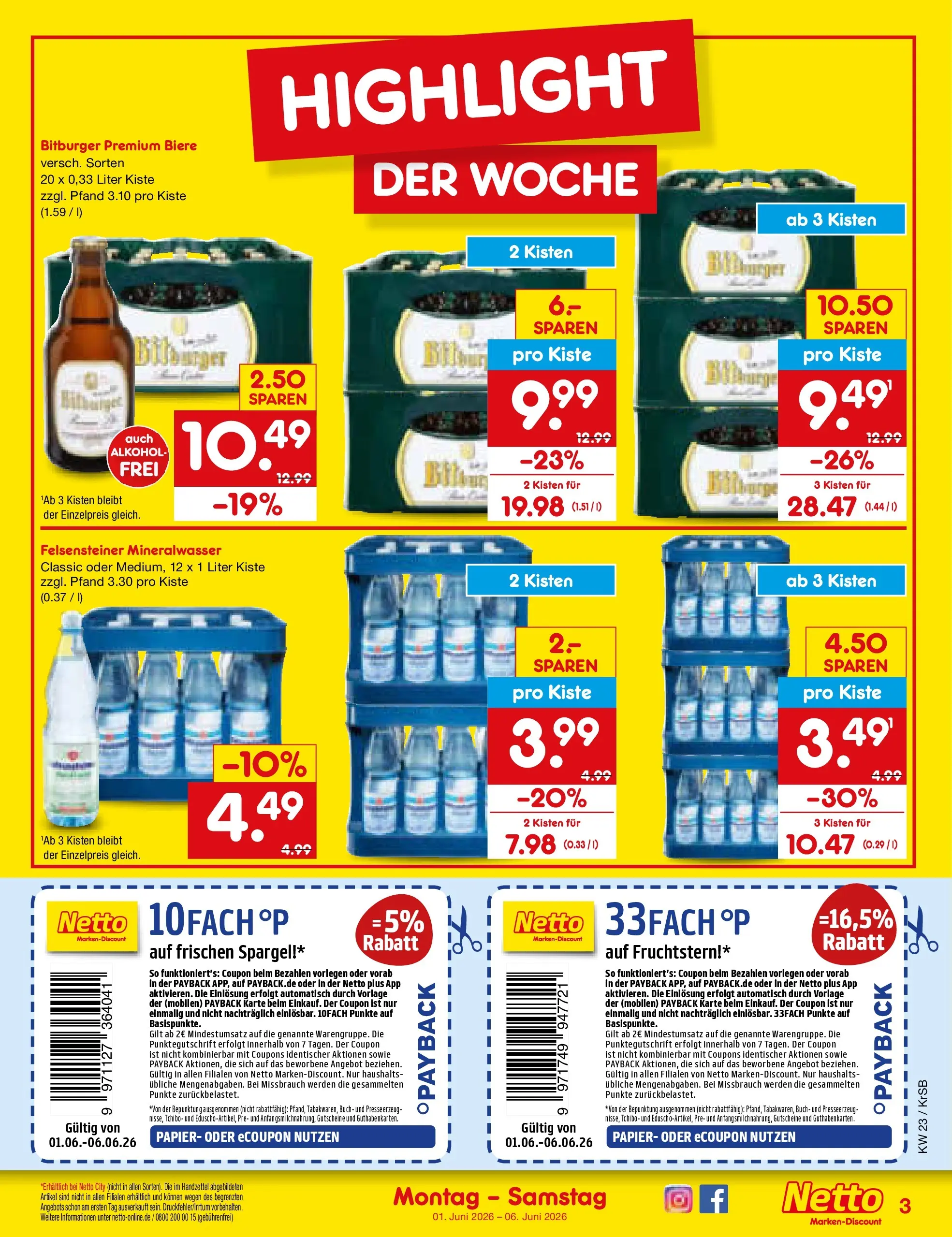 Netto Marken-Discount Prospekt Jüchen (ab 01.06.2026) » Angebote | Seite: 3 | Produkte: Bitburger, Presse, Spargel, Mineralwasser Netto Marken-Discount Prospekt Jüchen (ab 01.06.2026) » Angebote | Seite: 3 | Produkte: Bitburger, Presse, Spargel, Mineralwasser