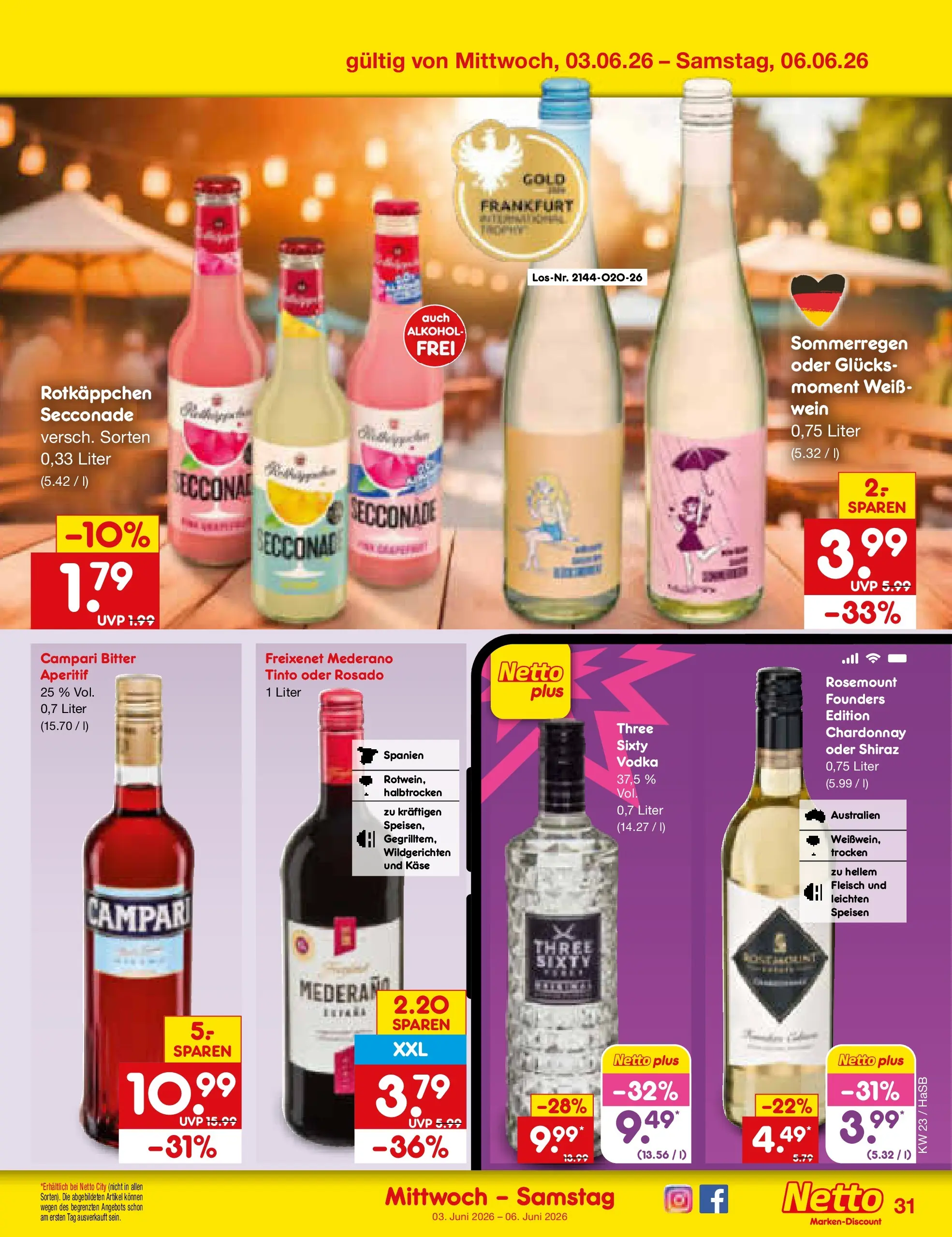 Netto Marken-Discount Prospekt Wuppertal (ab 01.06.2026) » Angebote | Seite: 45 | Produkte: Campari, Rotkäppchen, Wein, Fleisch Netto Marken-Discount Prospekt Wuppertal (ab 01.06.2026) » Angebote | Seite: 45 | Produkte: Campari, Rotkäppchen, Wein, Fleisch