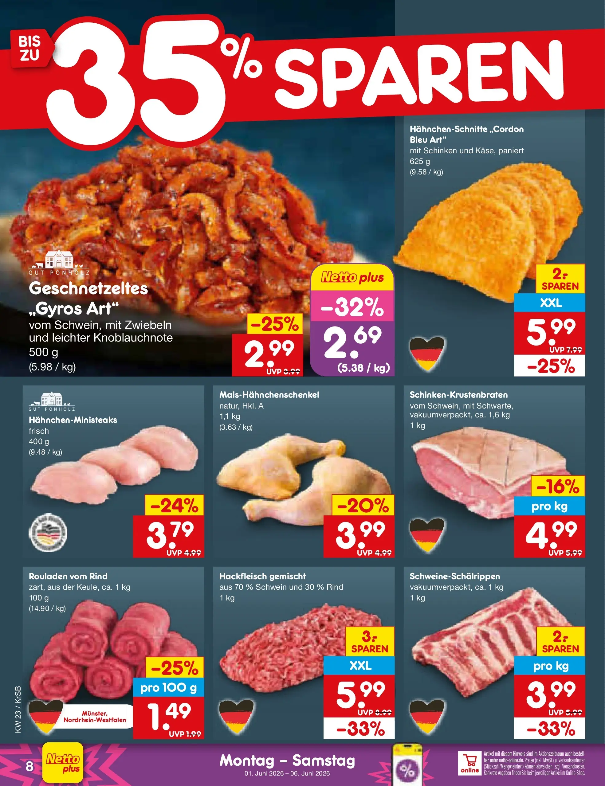 Netto Marken-Discount Prospekt Jüchen (ab 01.06.2026) » Angebote | Seite: 8 | Produkte: Zwiebeln, Schinken, Hackfleisch Netto Marken-Discount Prospekt Jüchen (ab 01.06.2026) » Angebote | Seite: 8 | Produkte: Zwiebeln, Schinken, Hackfleisch
